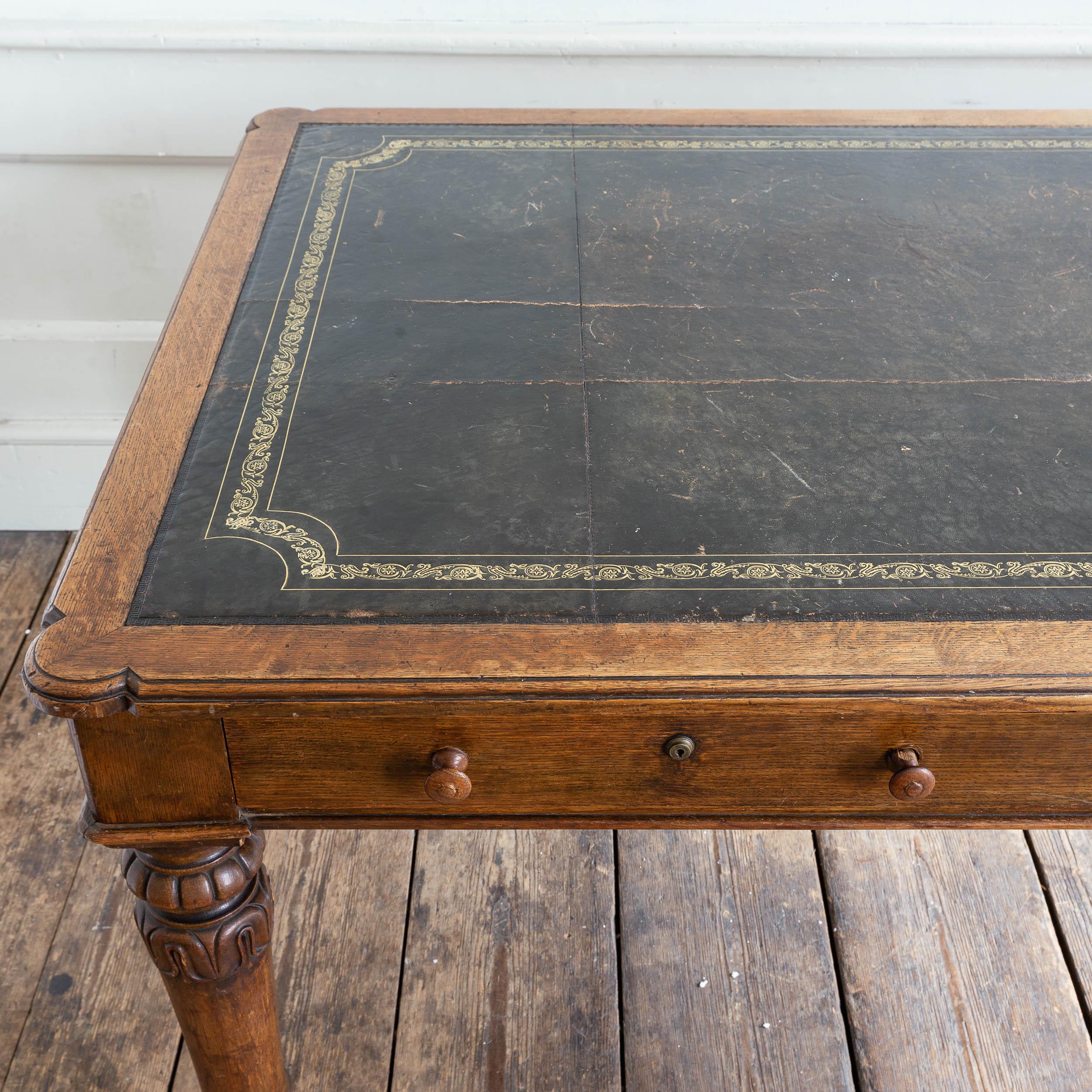 Nineteenth Century English Oak Library Table by Holland & Sons 12