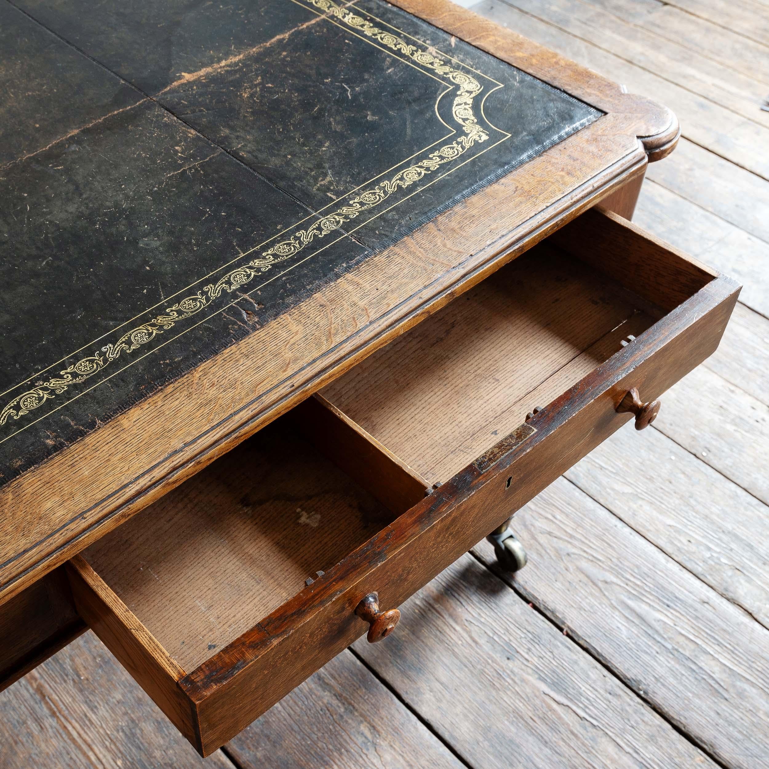 William IV Nineteenth Century English Oak Library Table by Holland & Sons