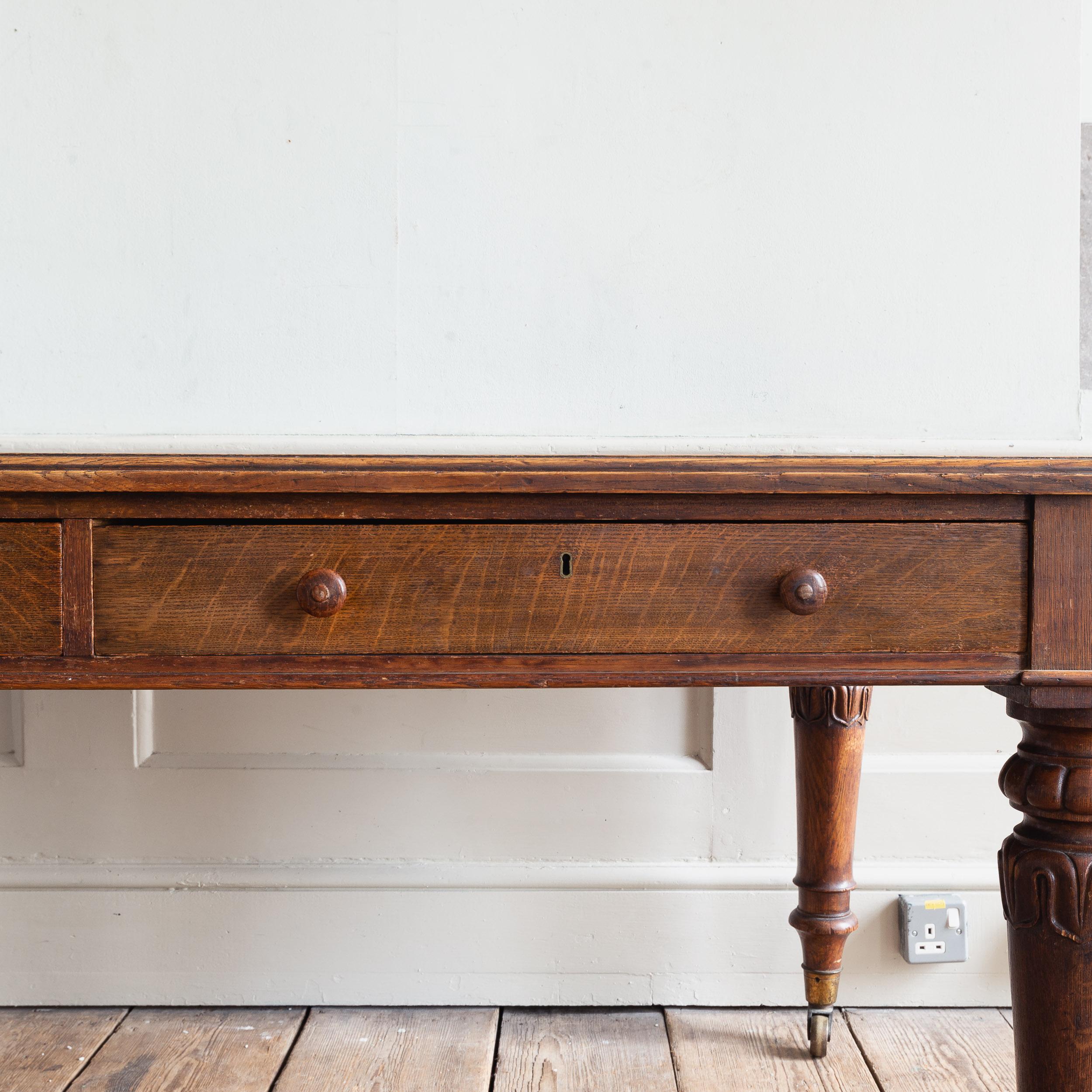 19th Century Nineteenth Century English Oak Library Table by Holland & Sons
