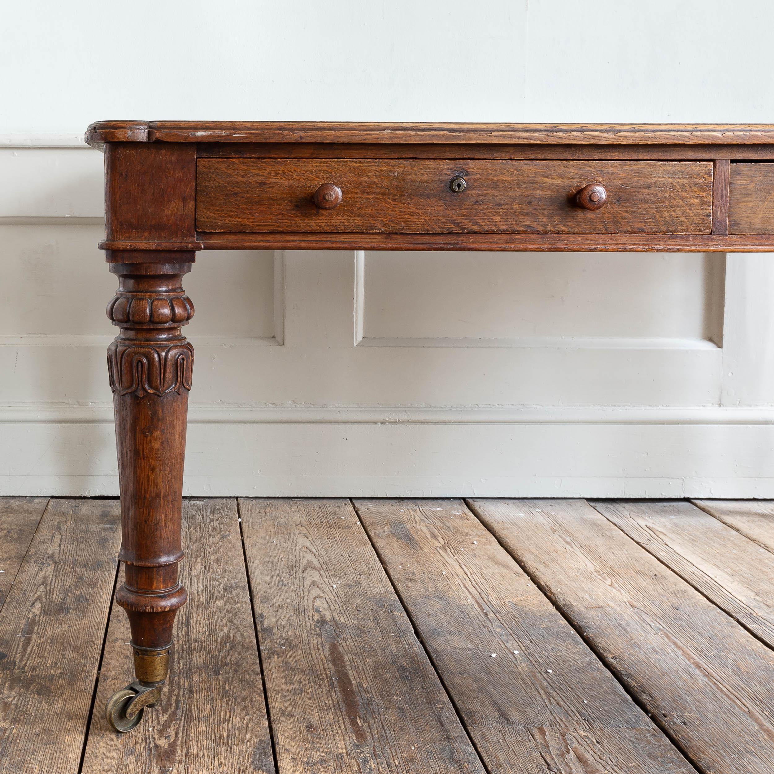 Nineteenth Century English Oak Library Table by Holland & Sons 1