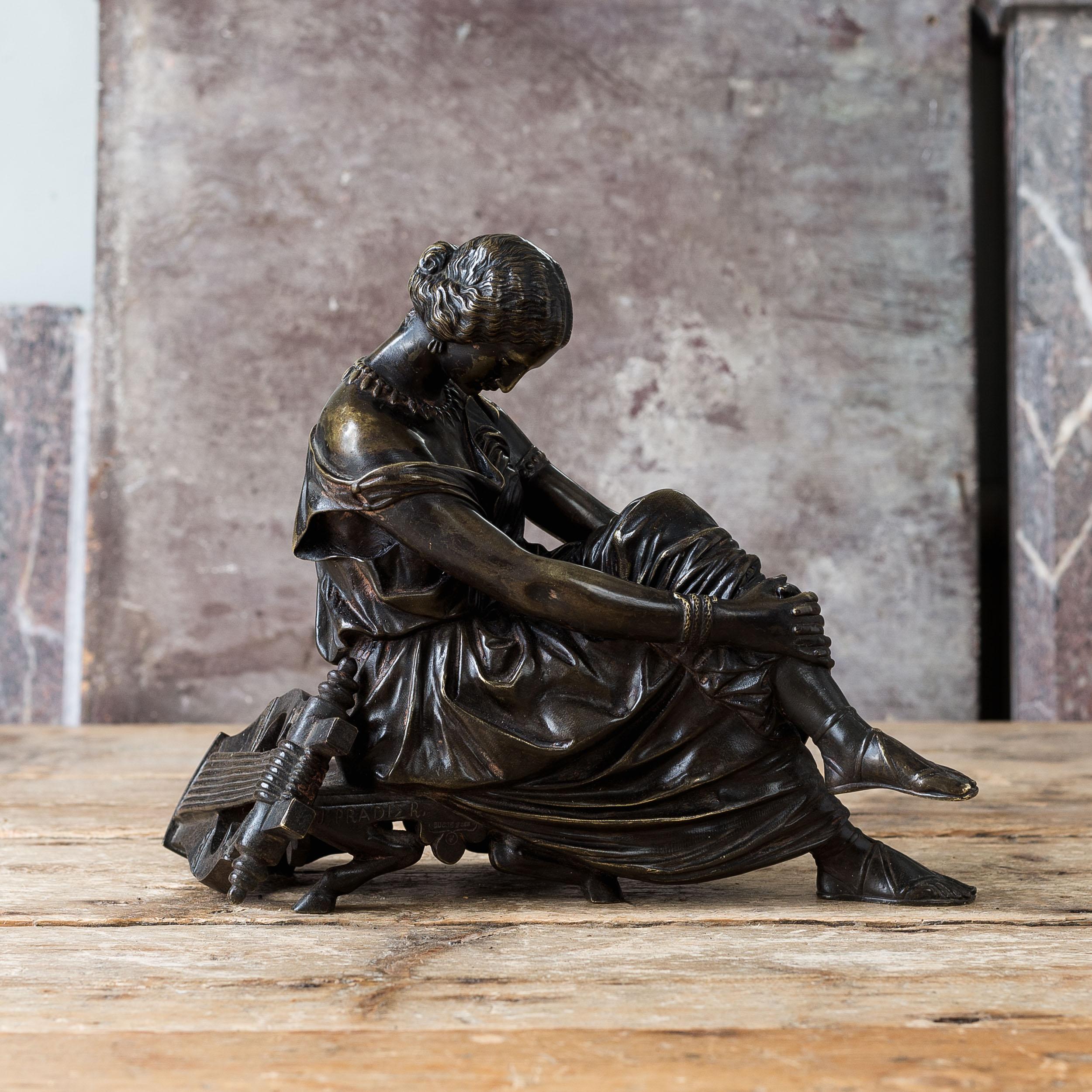 19th Century Nineteenth Century French Bronze of Sappho For Sale
