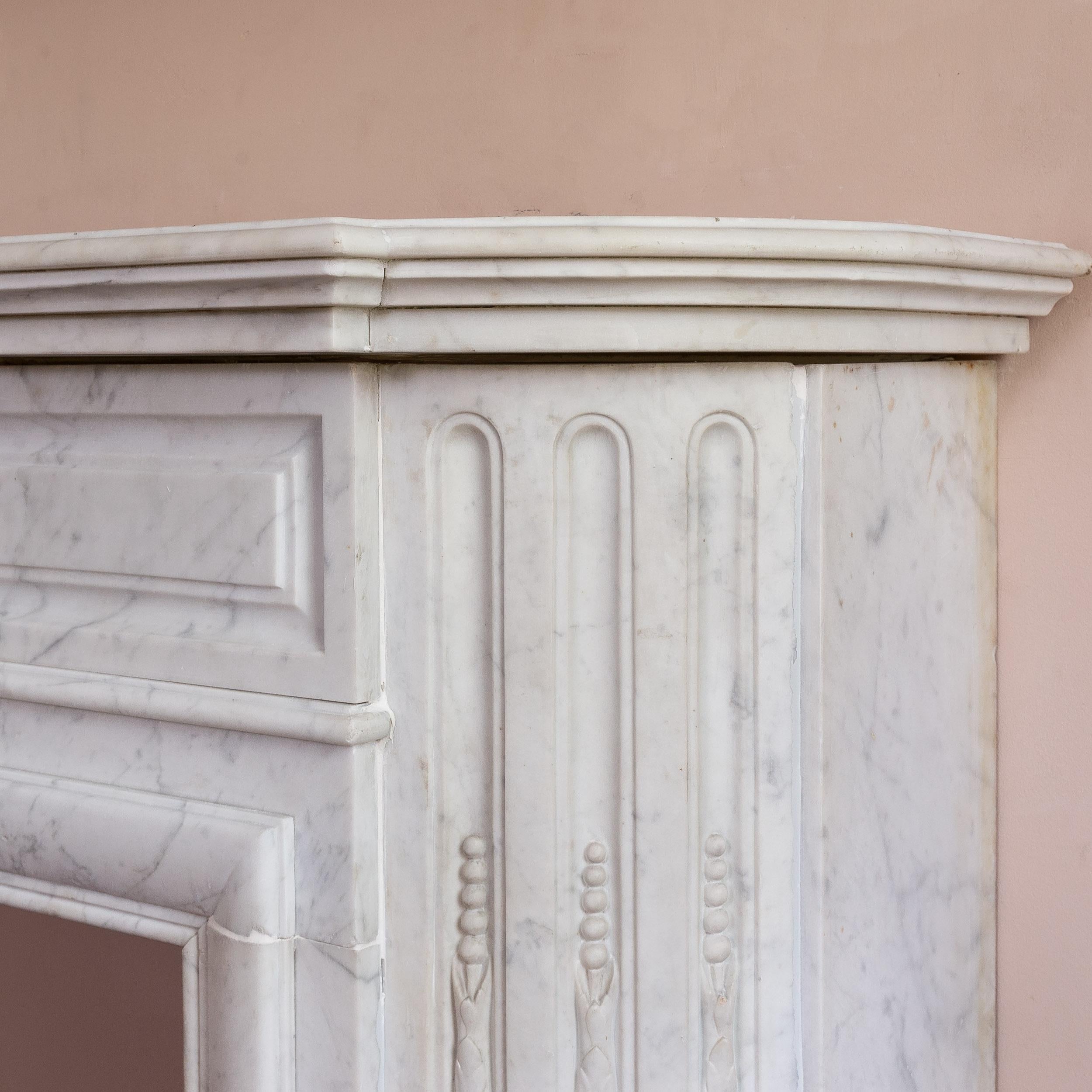Nineteenth Century French Carrara Marble Fireplace For Sale 5
