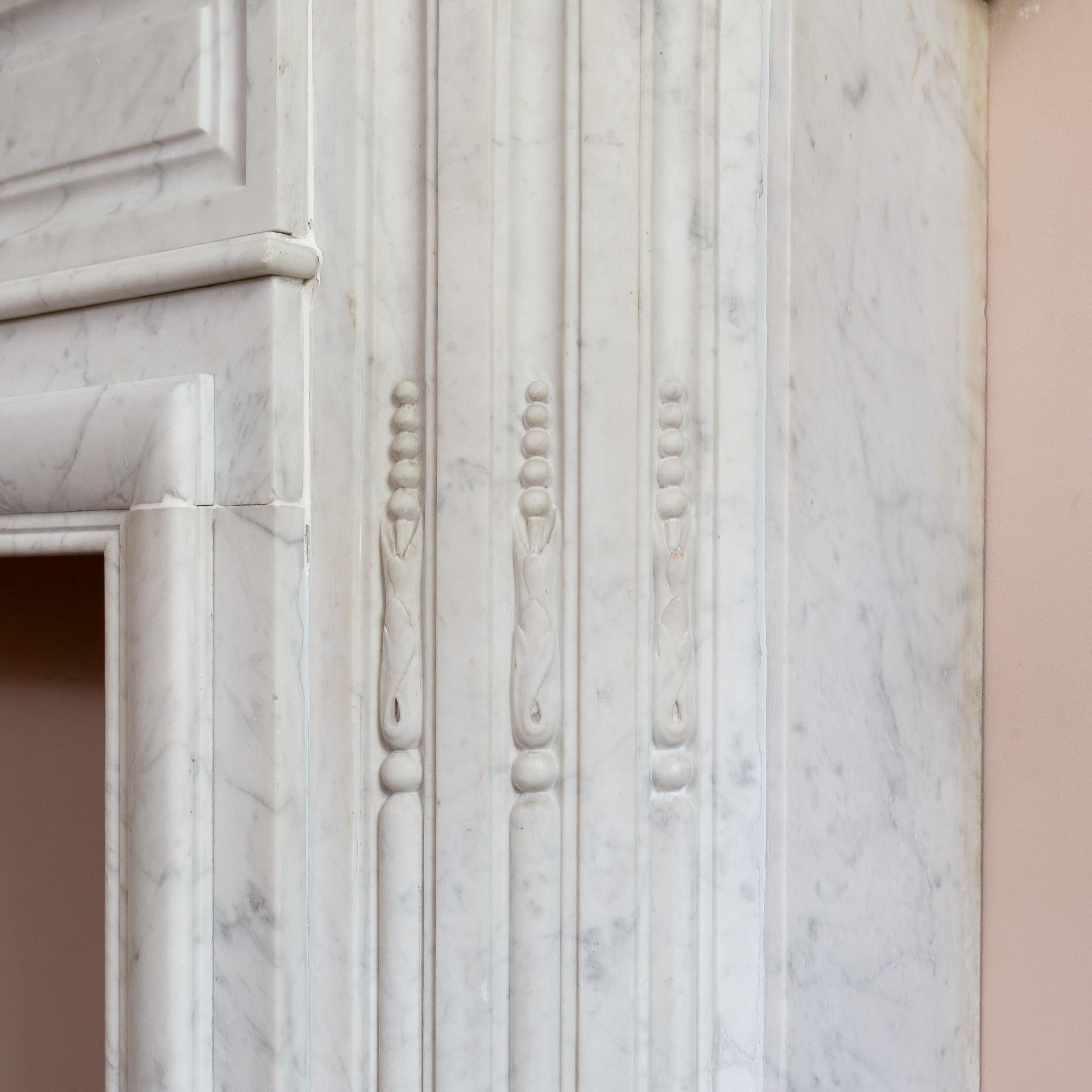 Nineteenth Century French Carrara Marble Fireplace For Sale 6