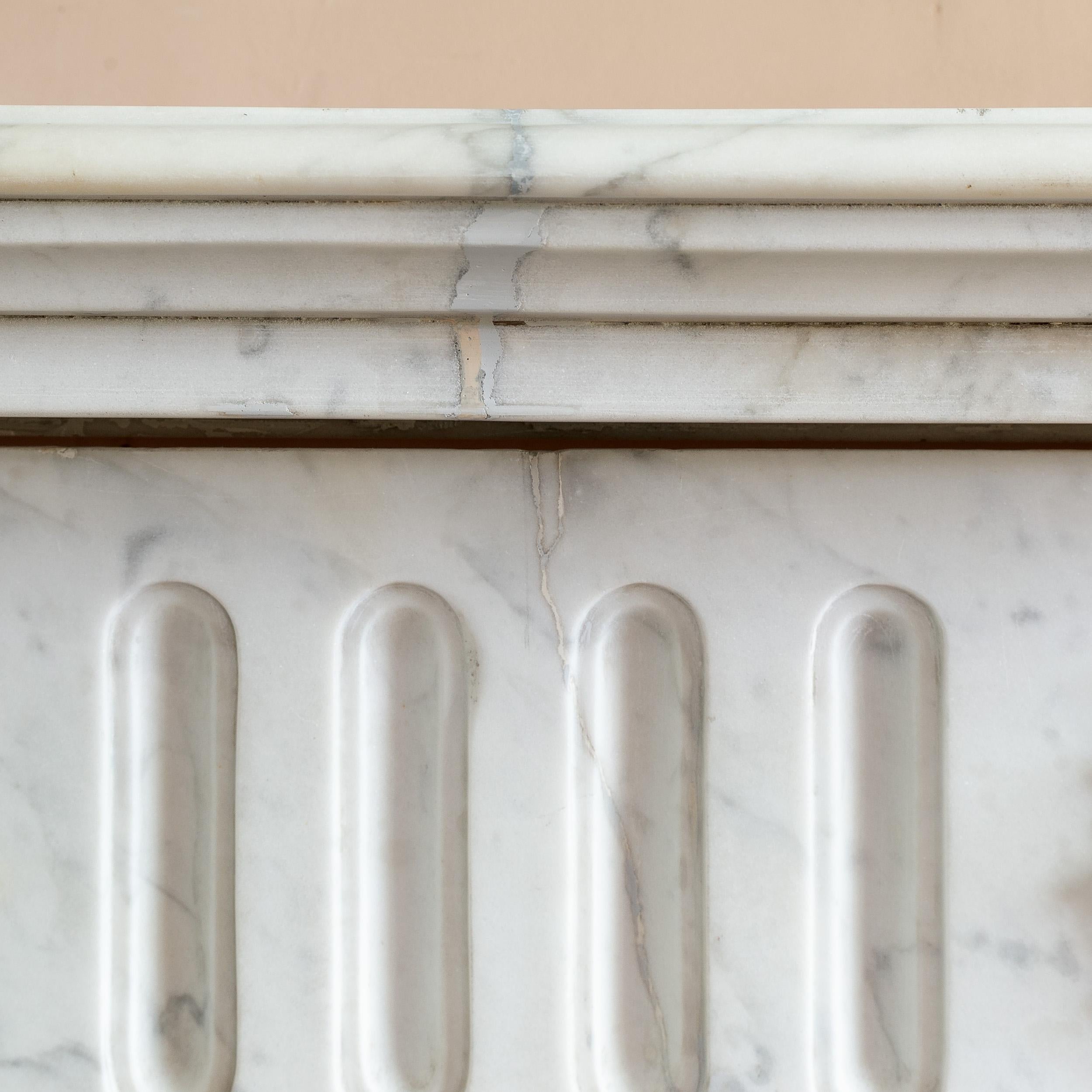 Louis XVI Nineteenth Century French Carrara Marble Fireplace For Sale