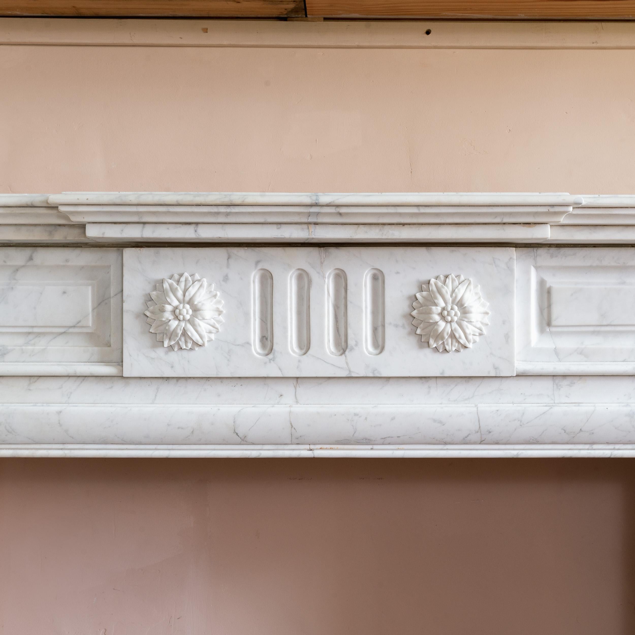 Nineteenth Century French Carrara Marble Fireplace In Good Condition For Sale In London, GB
