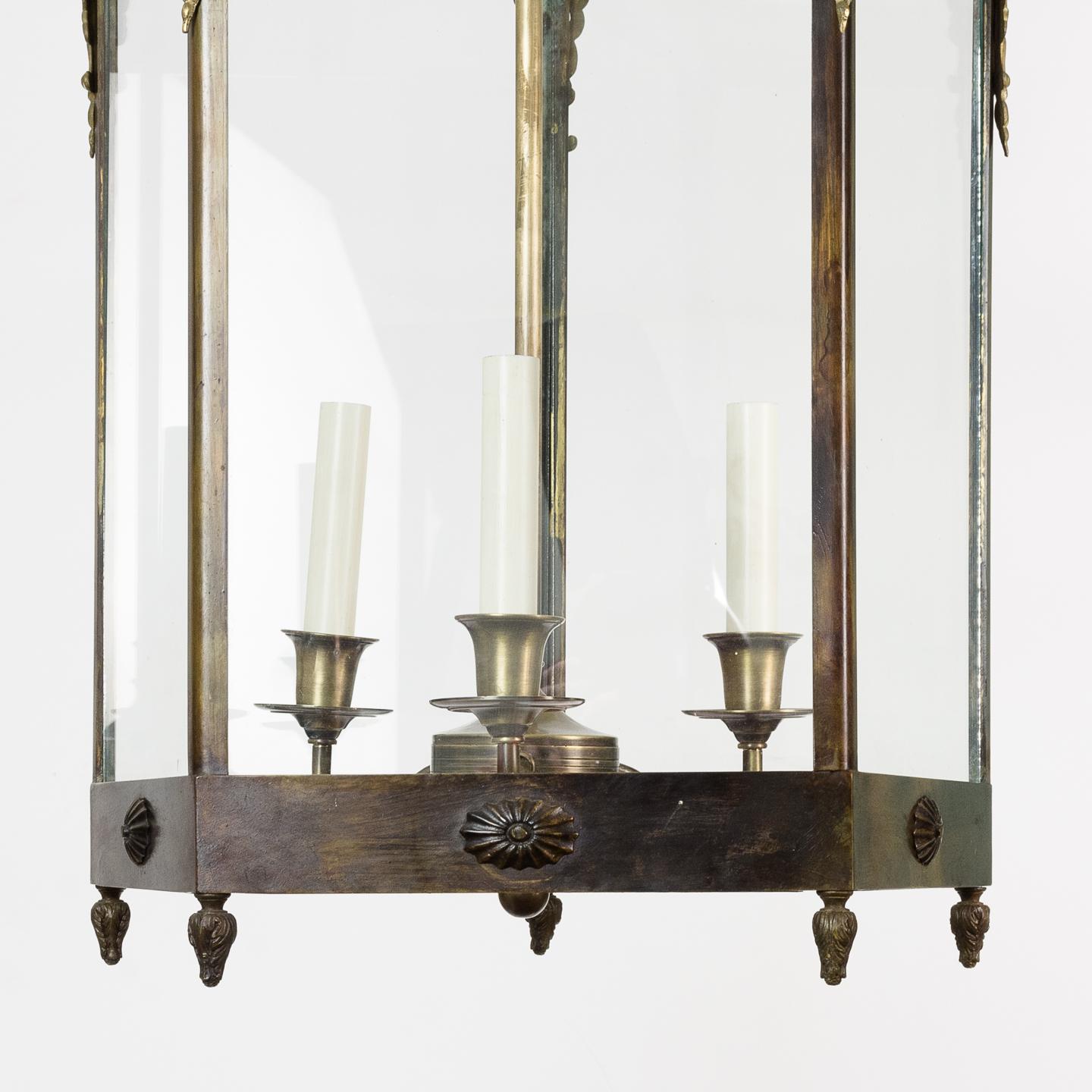 Bronze 19th Century French Empire Style Hall Lantern For Sale