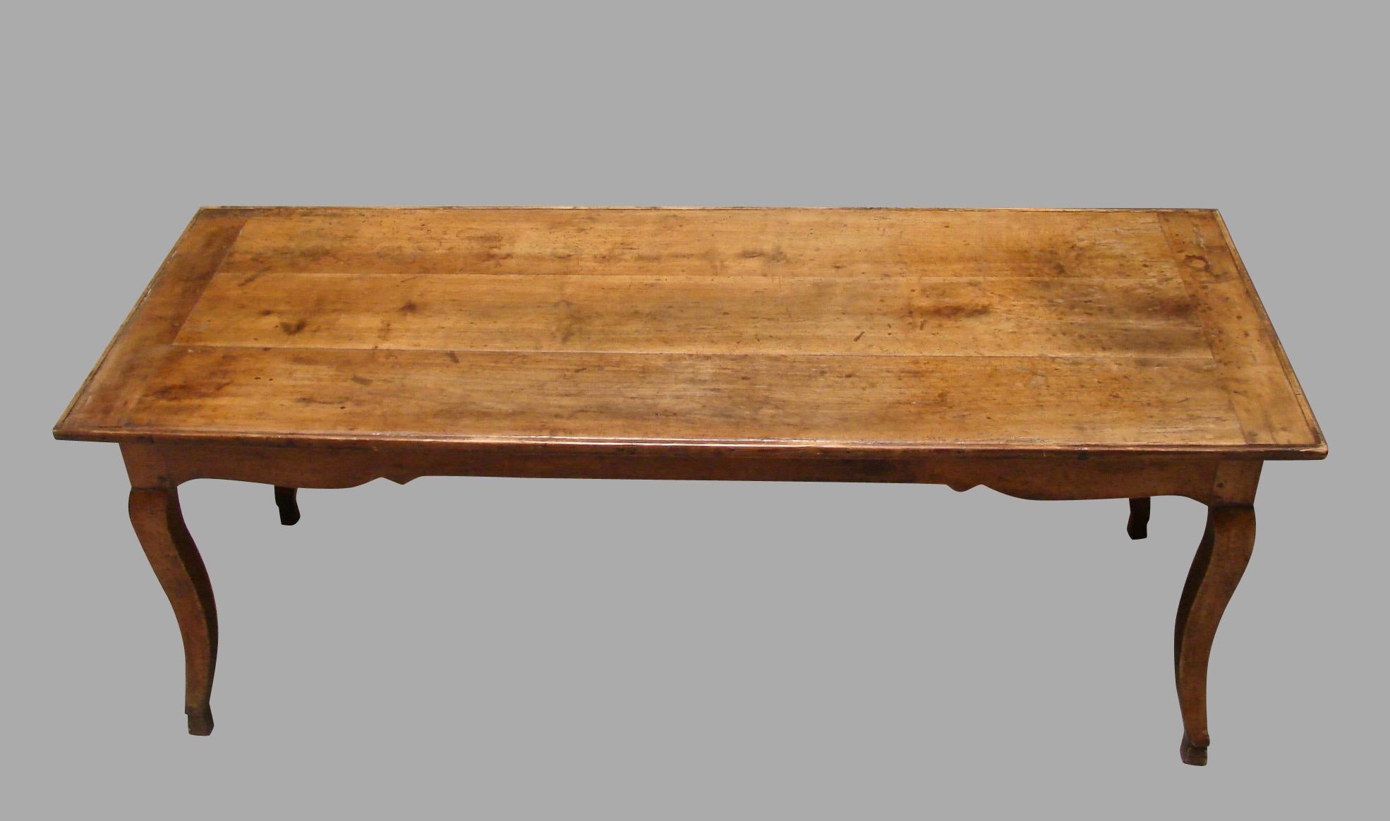 19th Century French Fruitwood Farm Table with Long Drawer 2