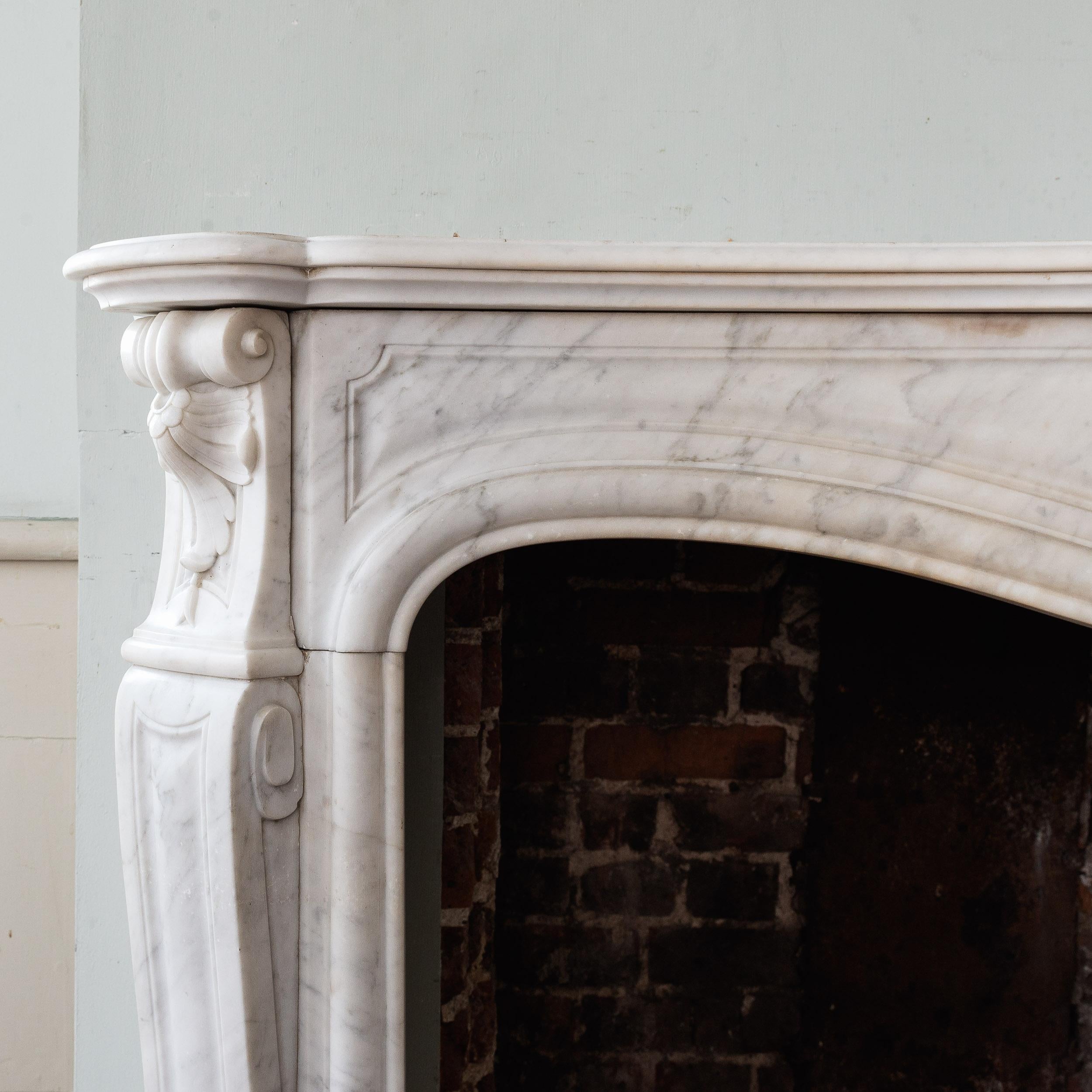 Carved 19th Century French Louis XV Style Fireplace