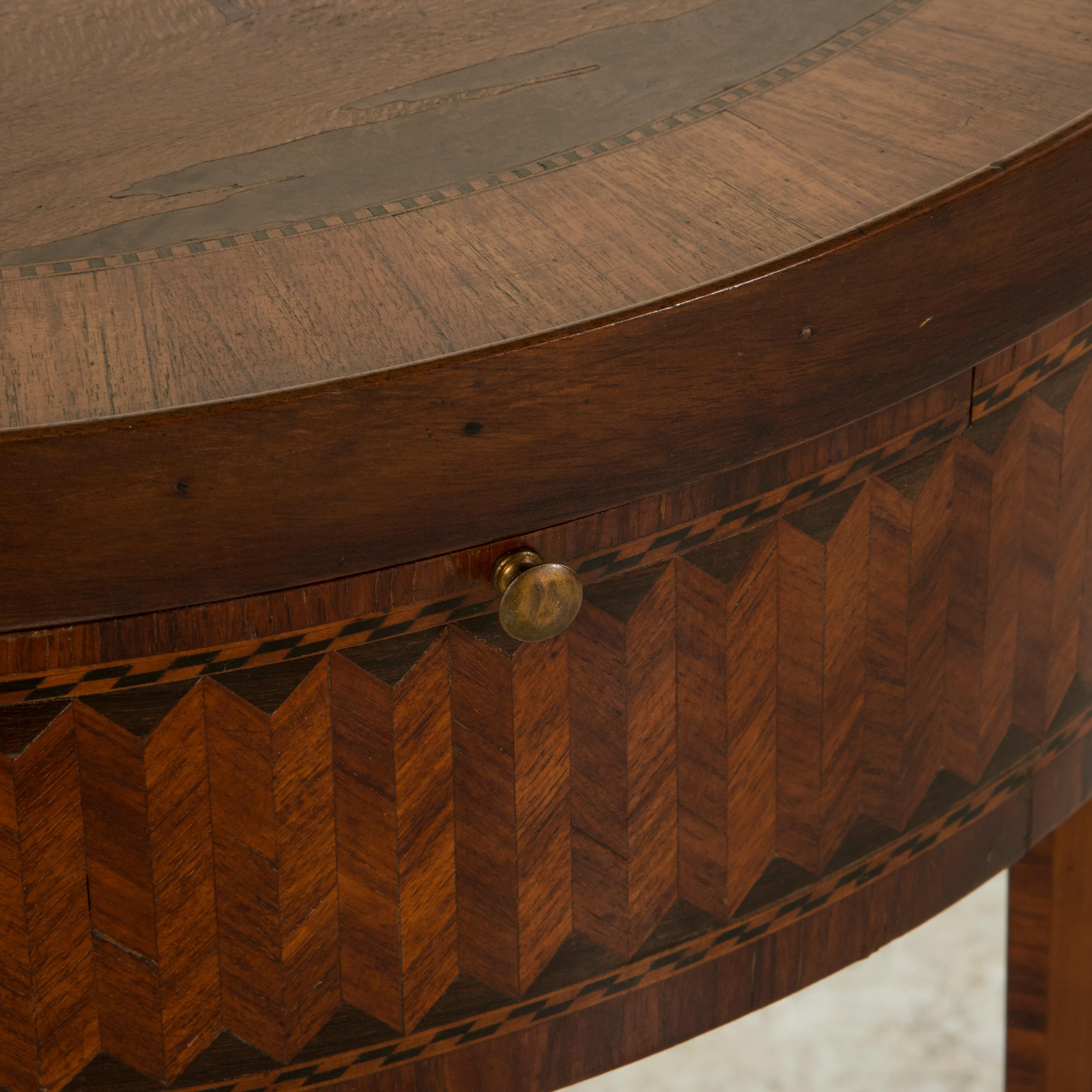 19th Century French Louis XVI Style Marquetry Game Table, Reversible Top 9