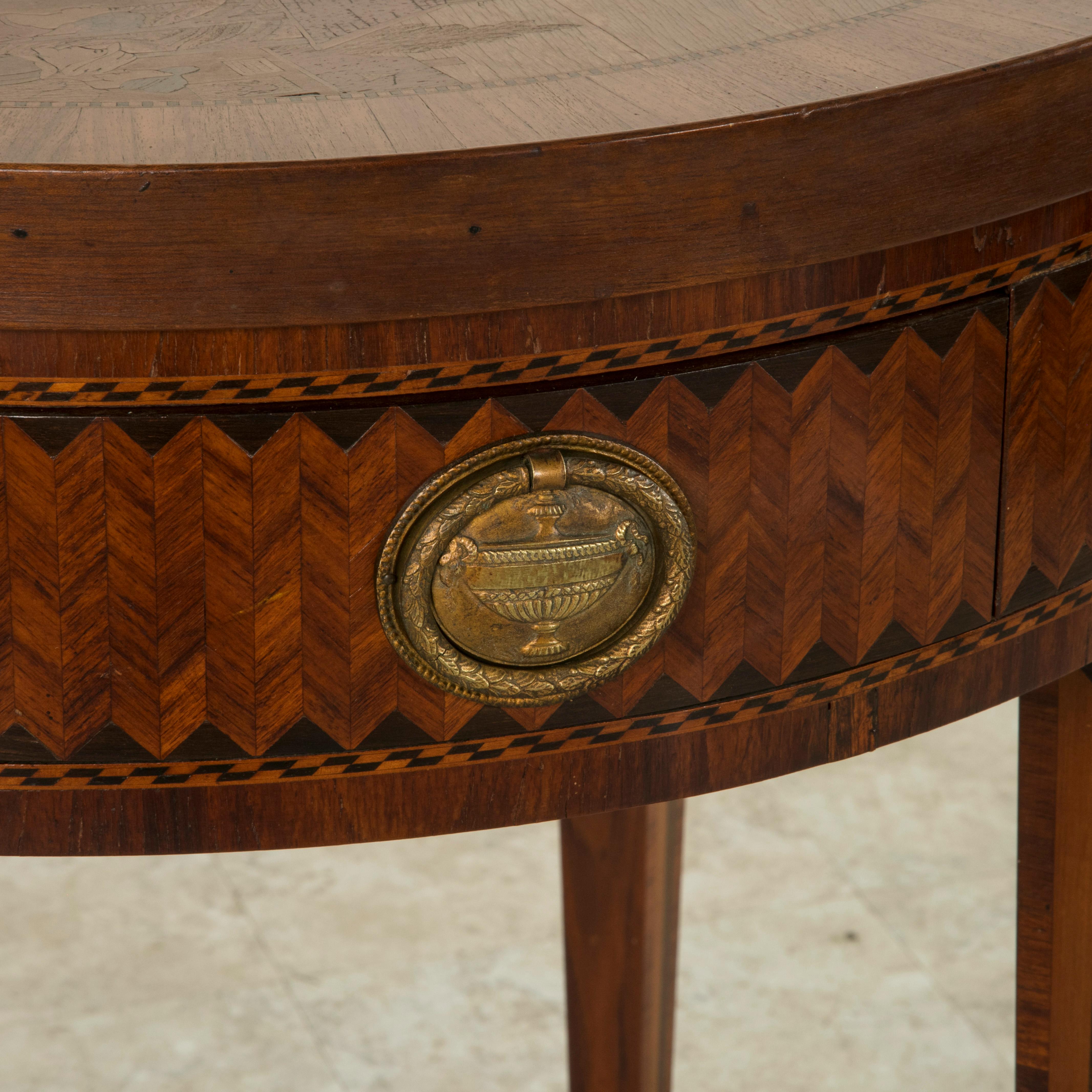 19th Century French Louis XVI Style Marquetry Game Table, Reversible Top 10
