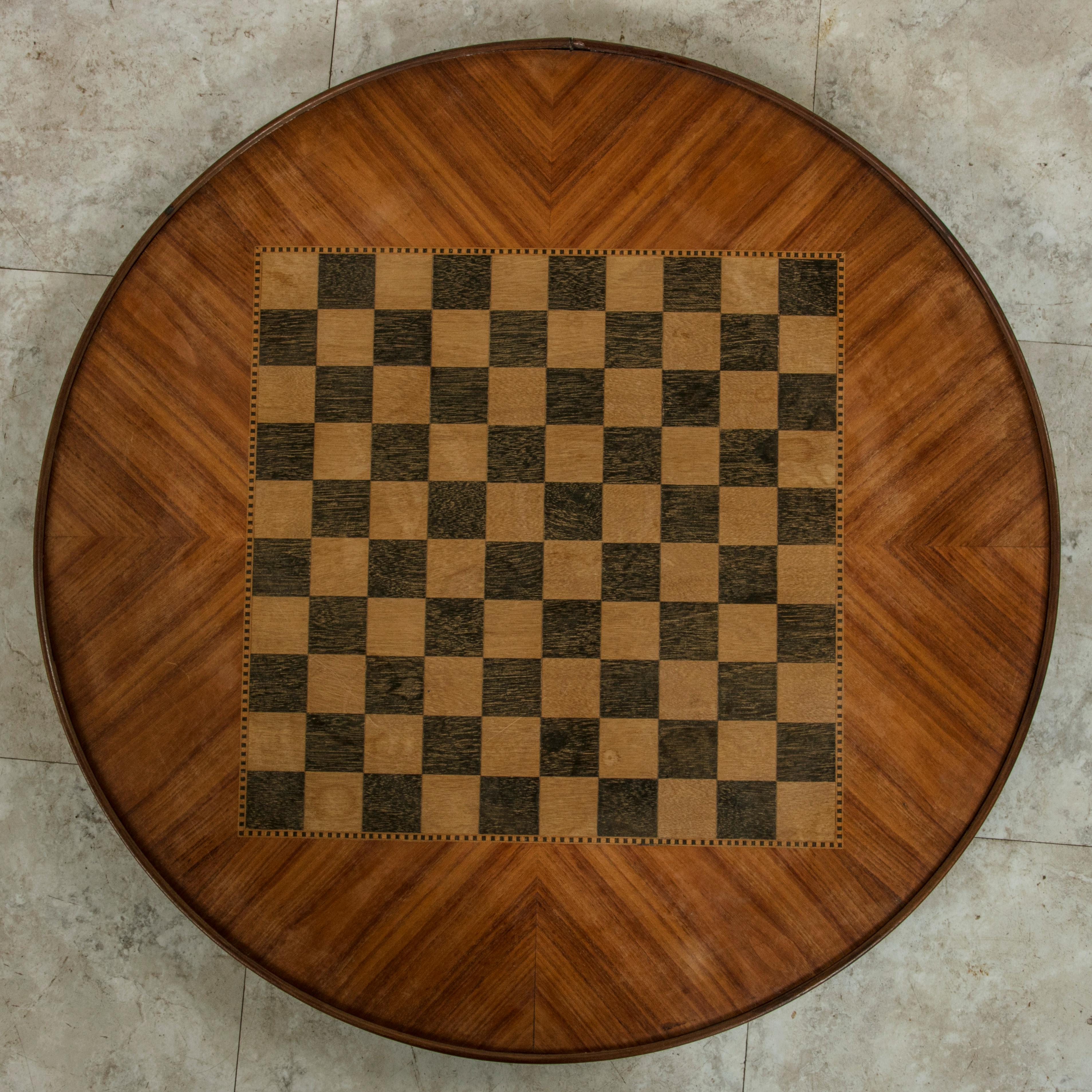 19th Century French Louis XVI Style Marquetry Game Table, Reversible Top 14