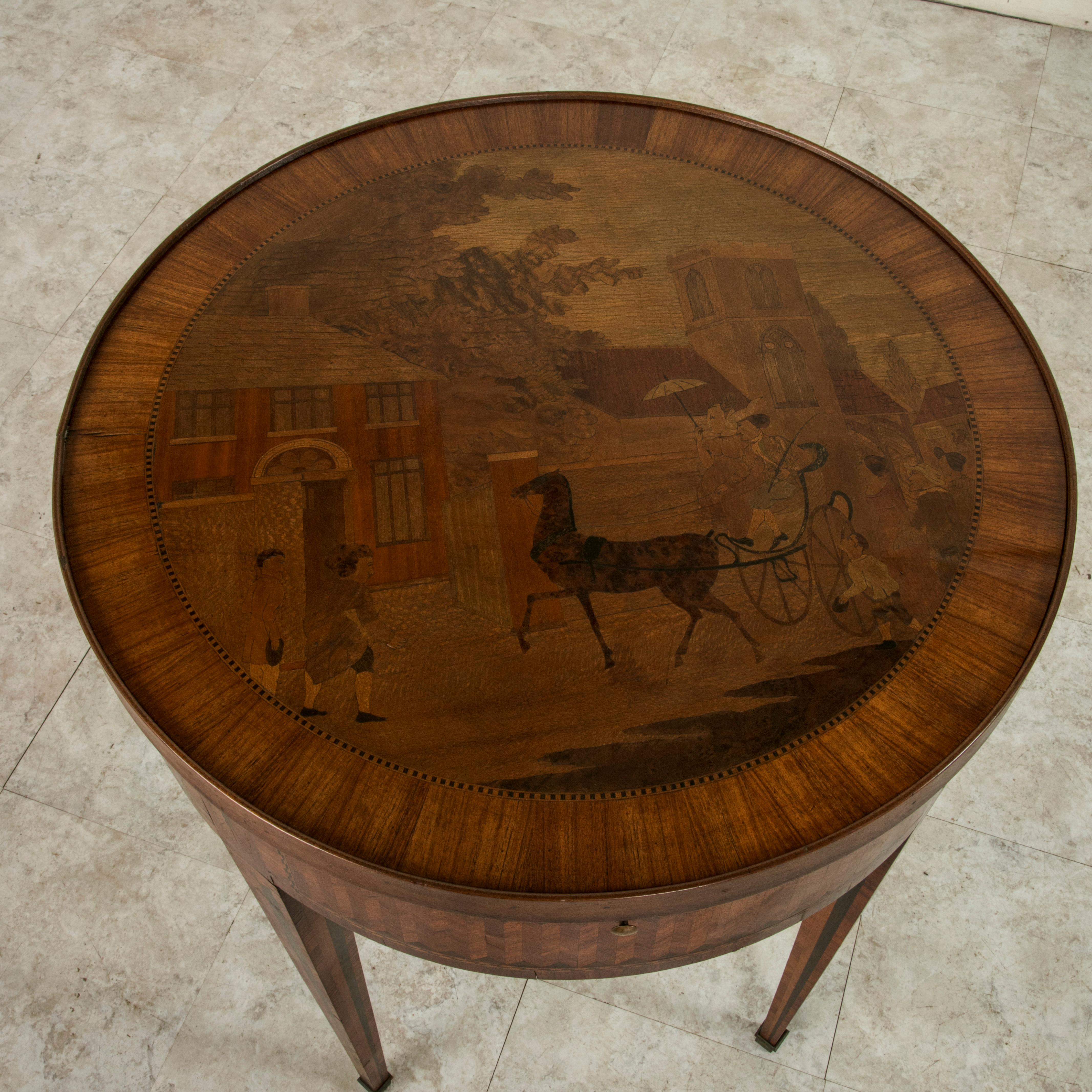 19th Century French Louis XVI Style Marquetry Game Table, Reversible Top 3