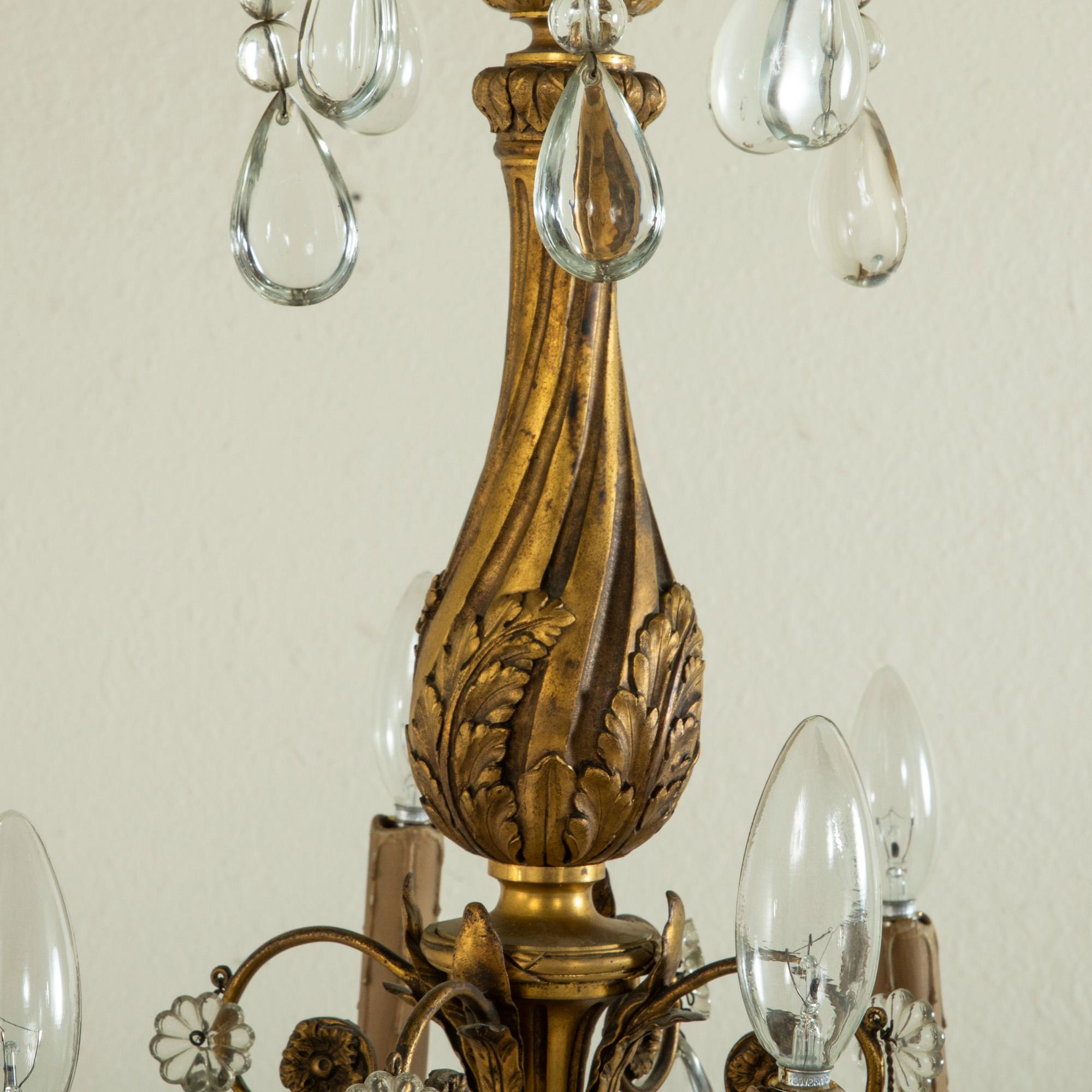 19th Century Nineteenth Century French Napoleon III Period Bronze and Crystal Chandelier