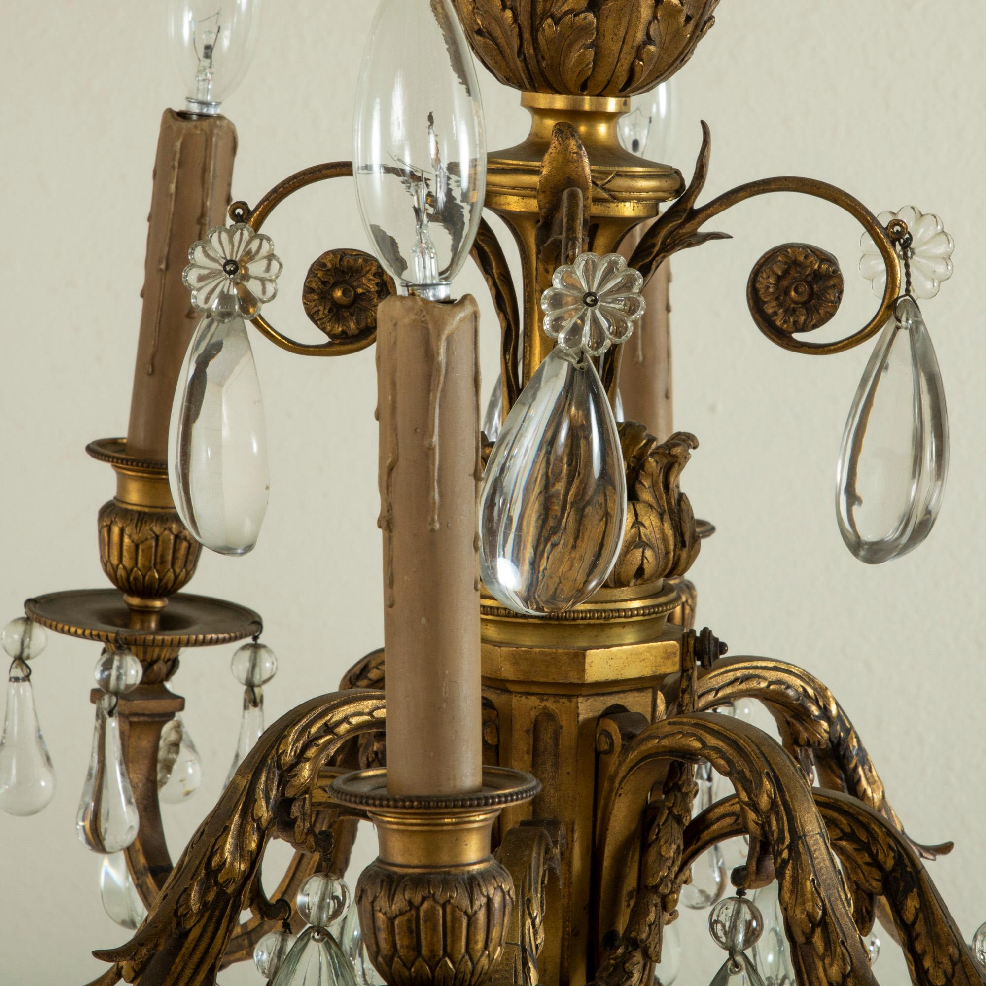 Nineteenth Century French Napoleon III Period Bronze and Crystal Chandelier 1