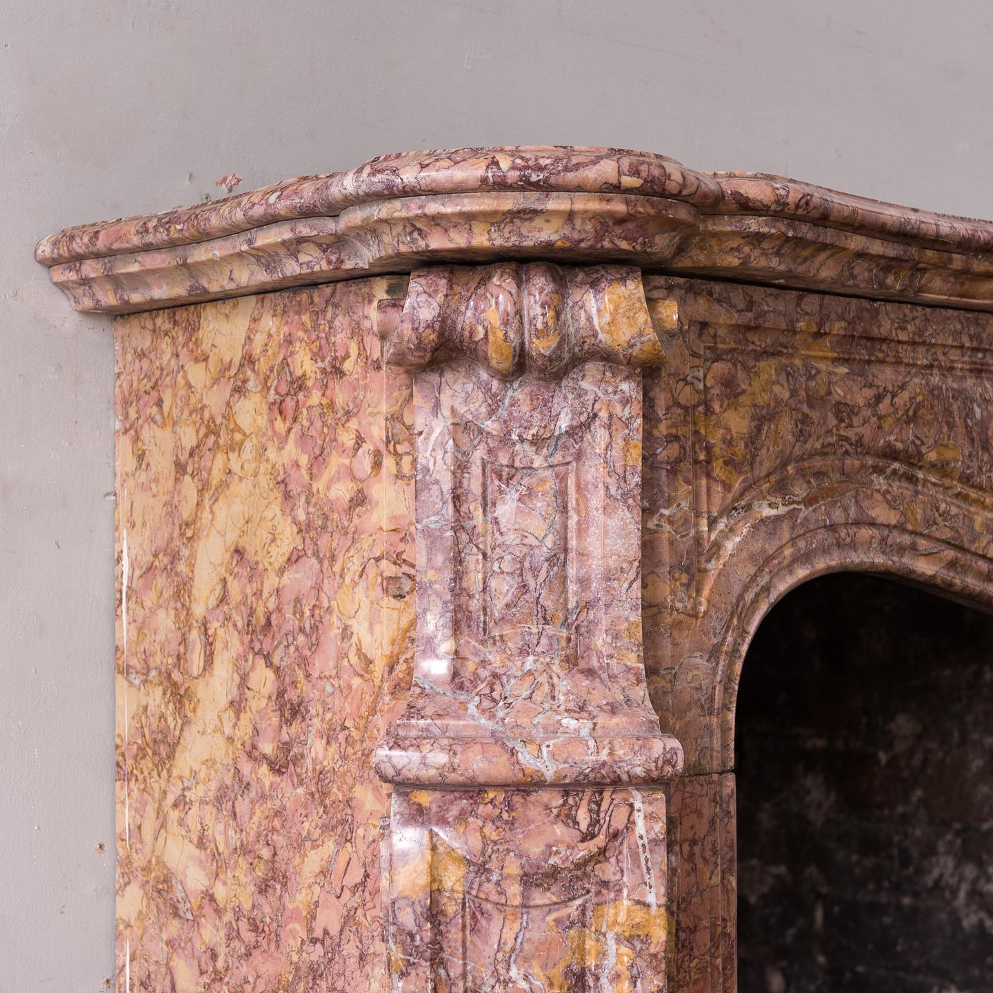 Nineteenth Century French Pompadour Fireplace in Brocatello Marble For Sale 3