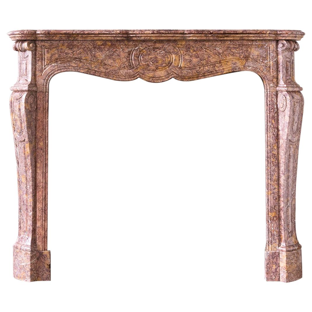 Nineteenth Century French Pompadour Fireplace in Brocatello Marble For Sale