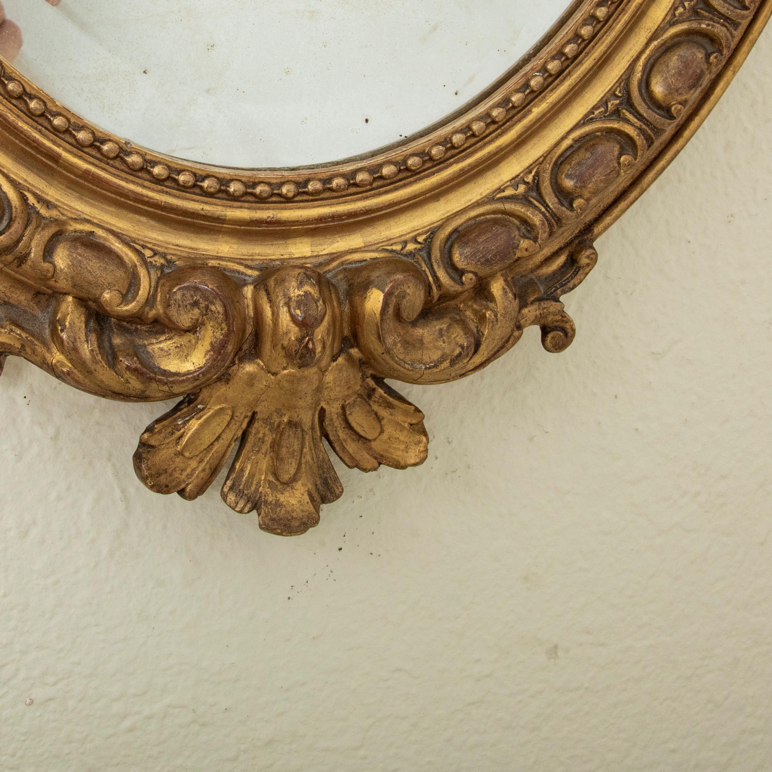 Nineteenth Century French Regency Style Oval Gilt Wood Mirror 27-in H X 18-in W For Sale 7