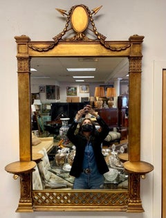 Nineteenth Century Giltwood Carved Italian Mirror with Wall Bracket Sconces
