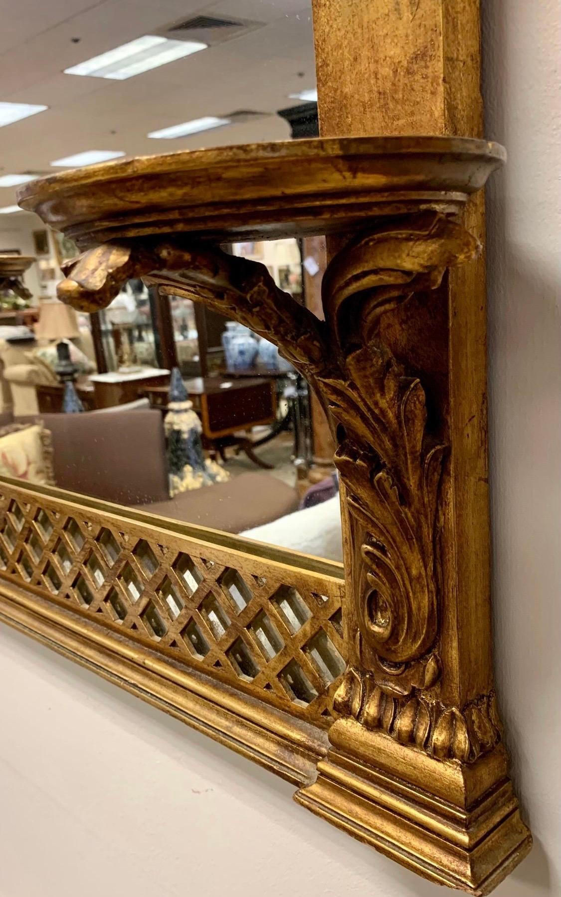 Nineteenth Century Giltwood Carved Italian Mirror with Wall Bracket Sconces 1