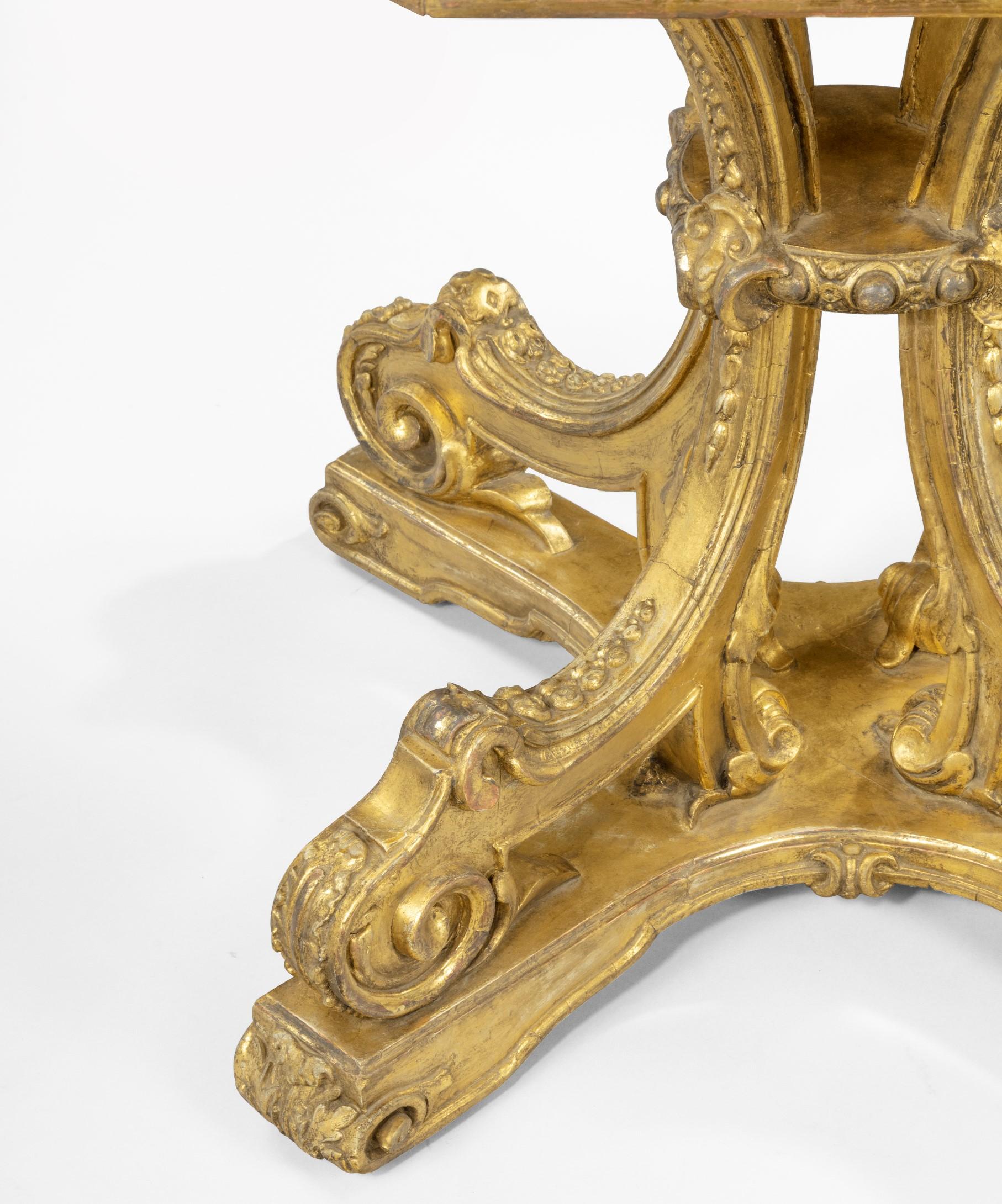 Victorian 19th Century Giltwood Octagonal Drum Table For Sale