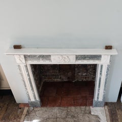 19th Century Green Campan and Statuary Marble Neoclassical Fireplace