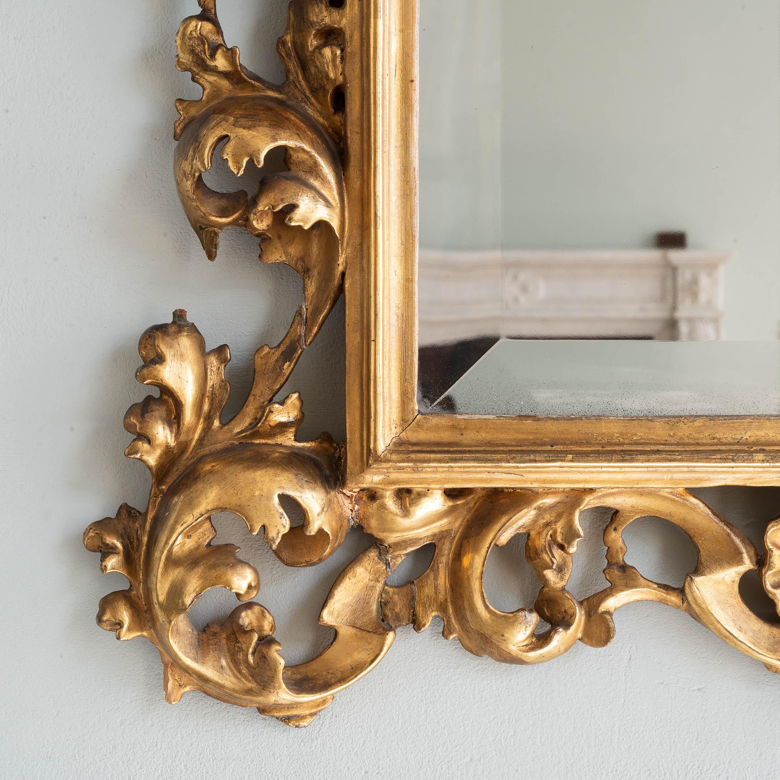 Romain classique Miroir en bois doré italien Florentine du XIXe siècle en vente