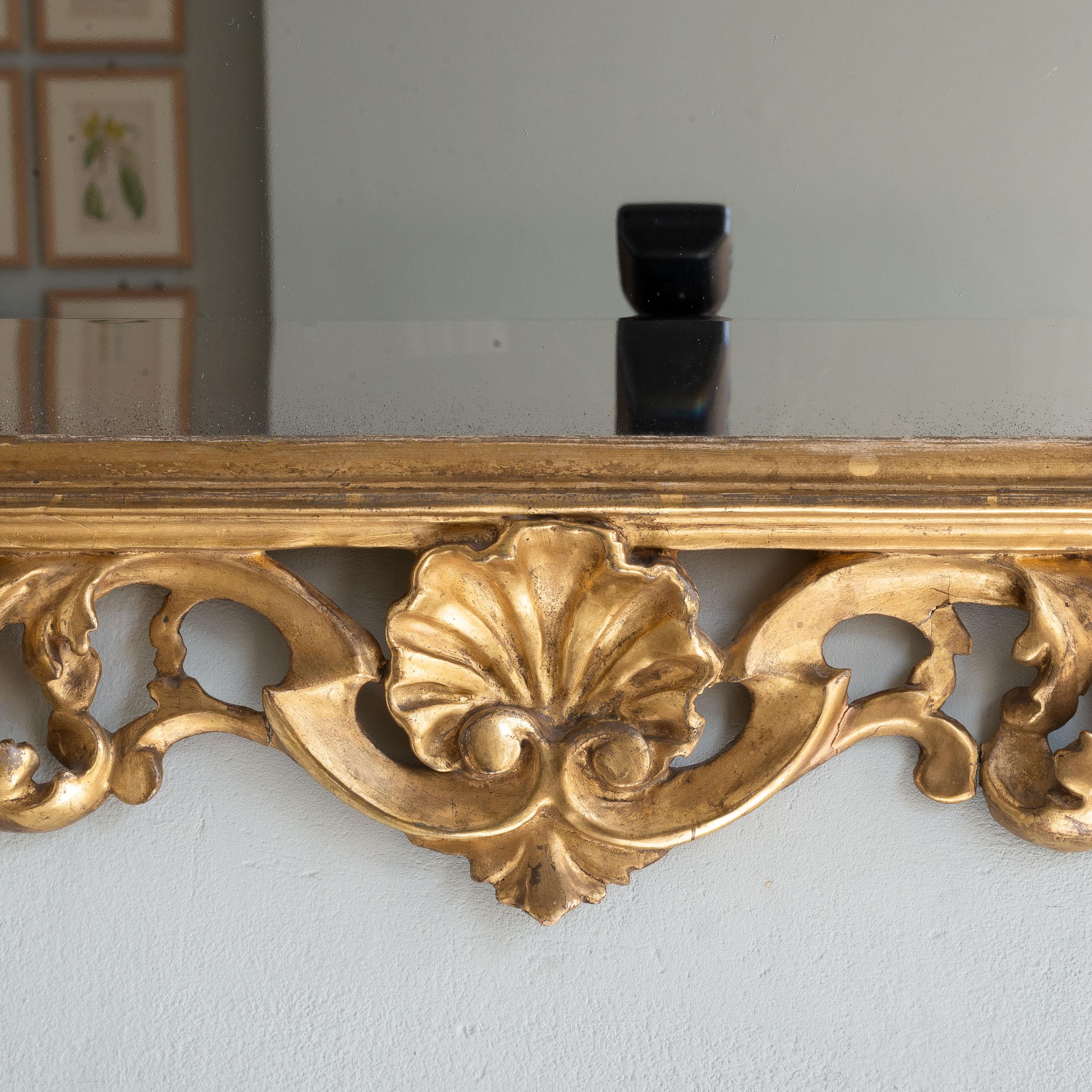 Miroir en bois doré italien Florentine du XIXe siècle Bon état - En vente à London, GB