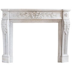 Nineteenth Century Louis XVI Style Carrara Marble Fireplace
