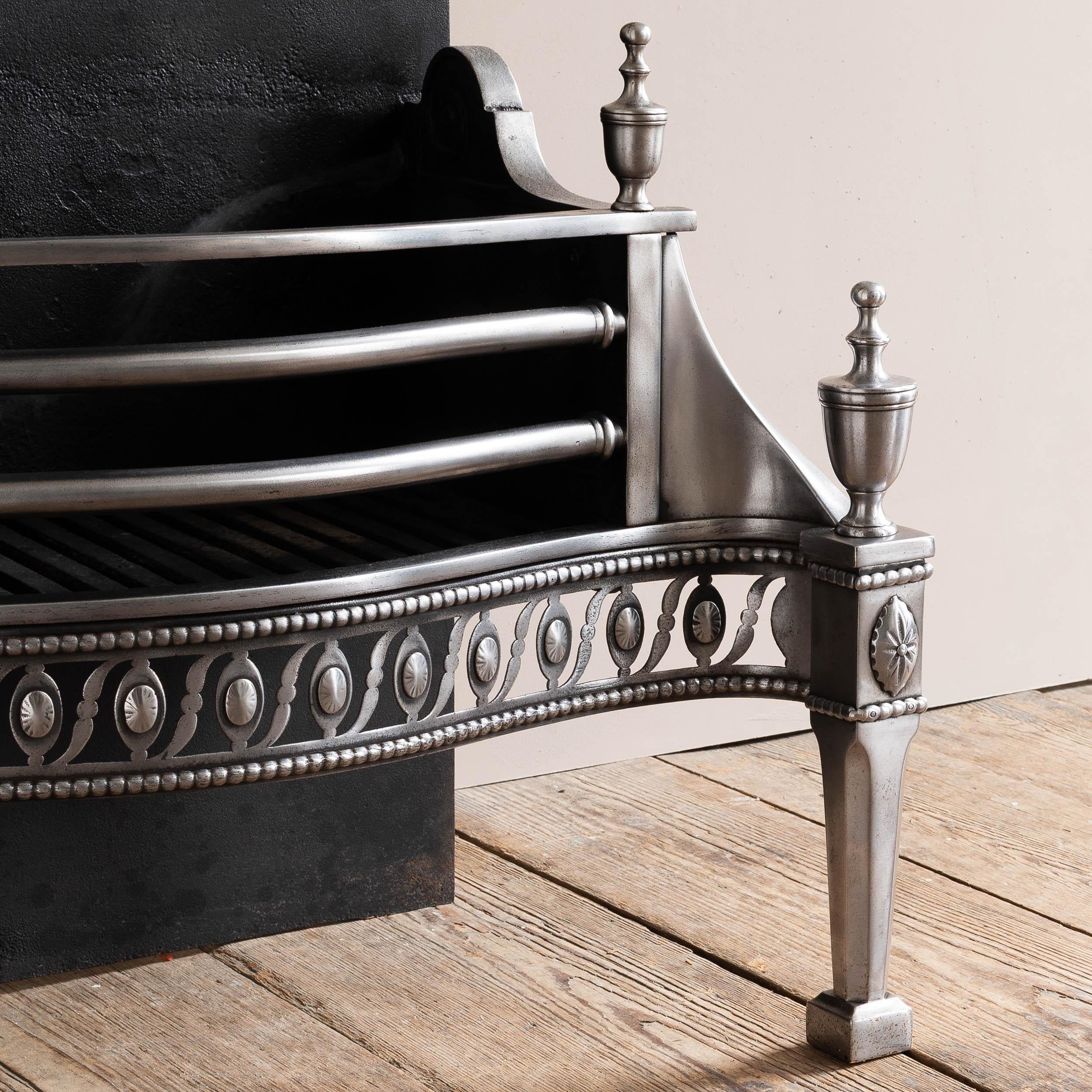 Nineteenth Century Polished Steel and Iron Fire Grate For Sale 2