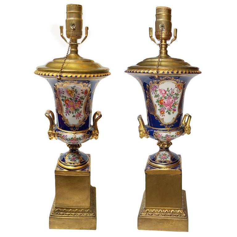 Nineteenth Century Porcelain Urn Table Lamps For Sale