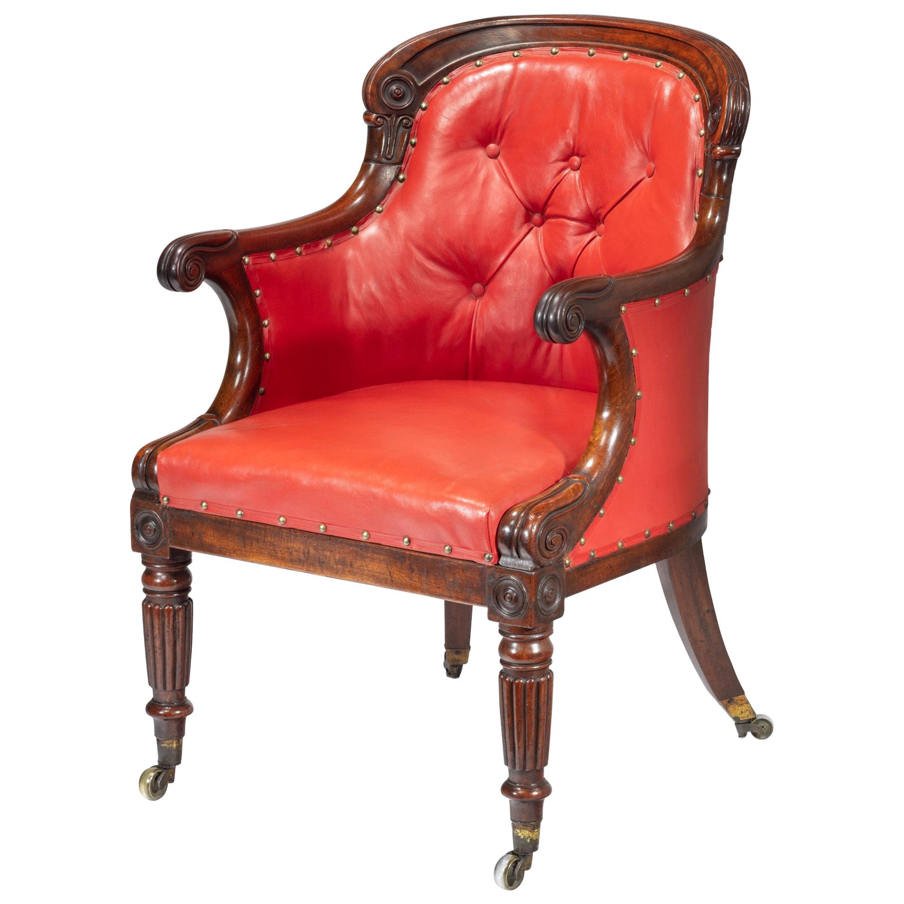 19th Century Regency Mahogany Desk Armchair For Sale