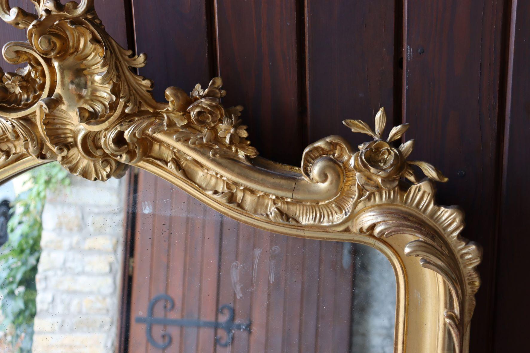 Wood Nineteenth Century Shell Mirror with Gold Leaf