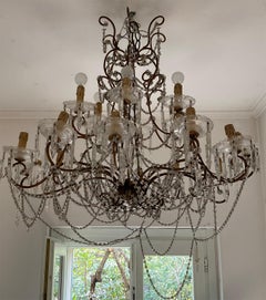 Nineteenth Century Sicilian Chandelier with Glass and Gilded Iron, Sicily 18th