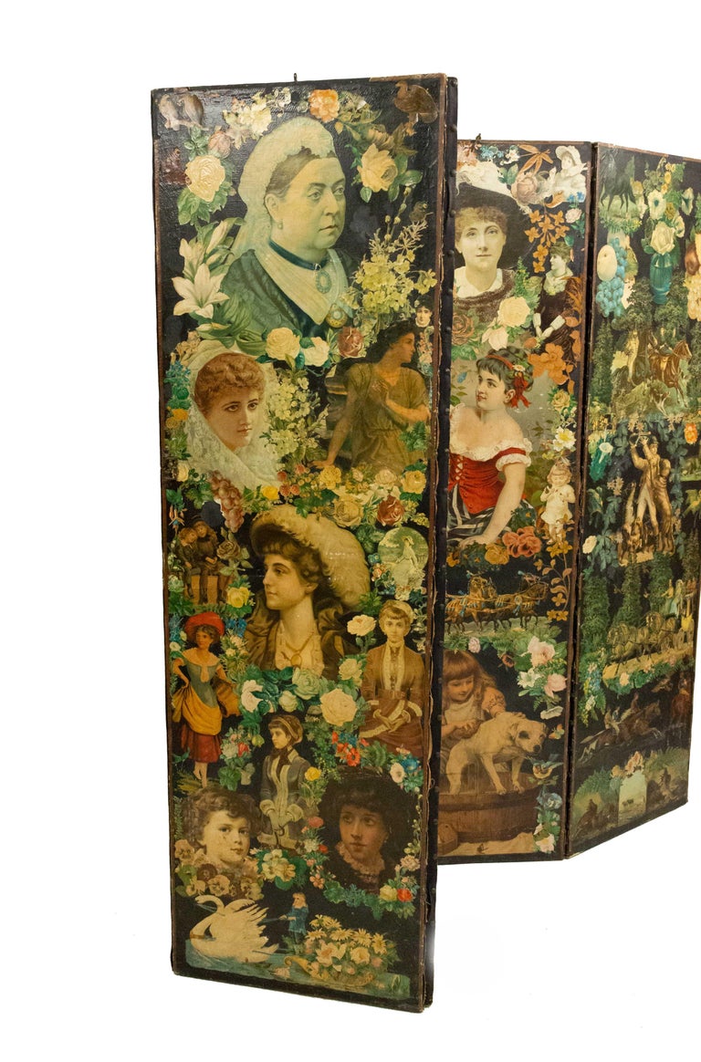 19th Century Victorian Decoupage Screen For Sale at 1stDibs