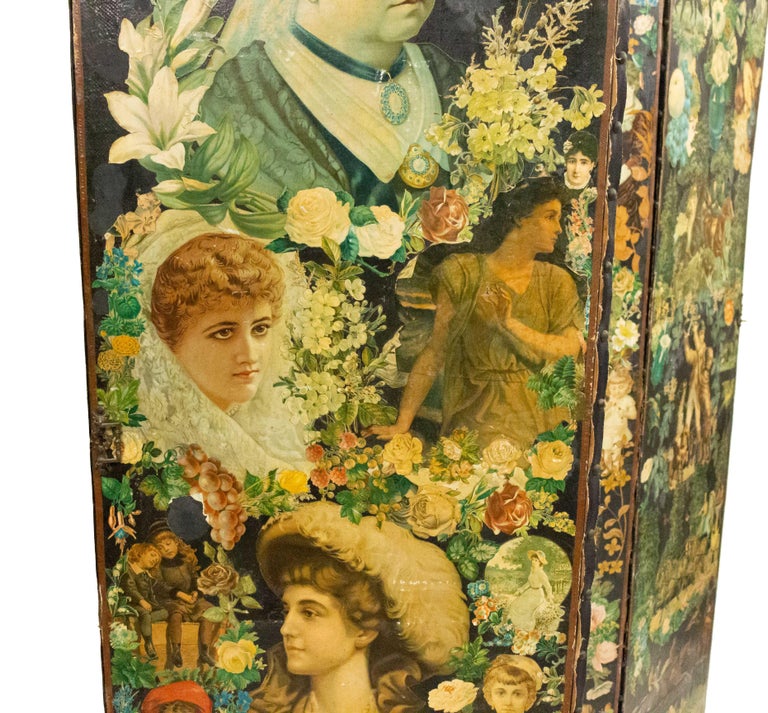 19th Century Victorian Decoupage Screen For Sale at 1stDibs