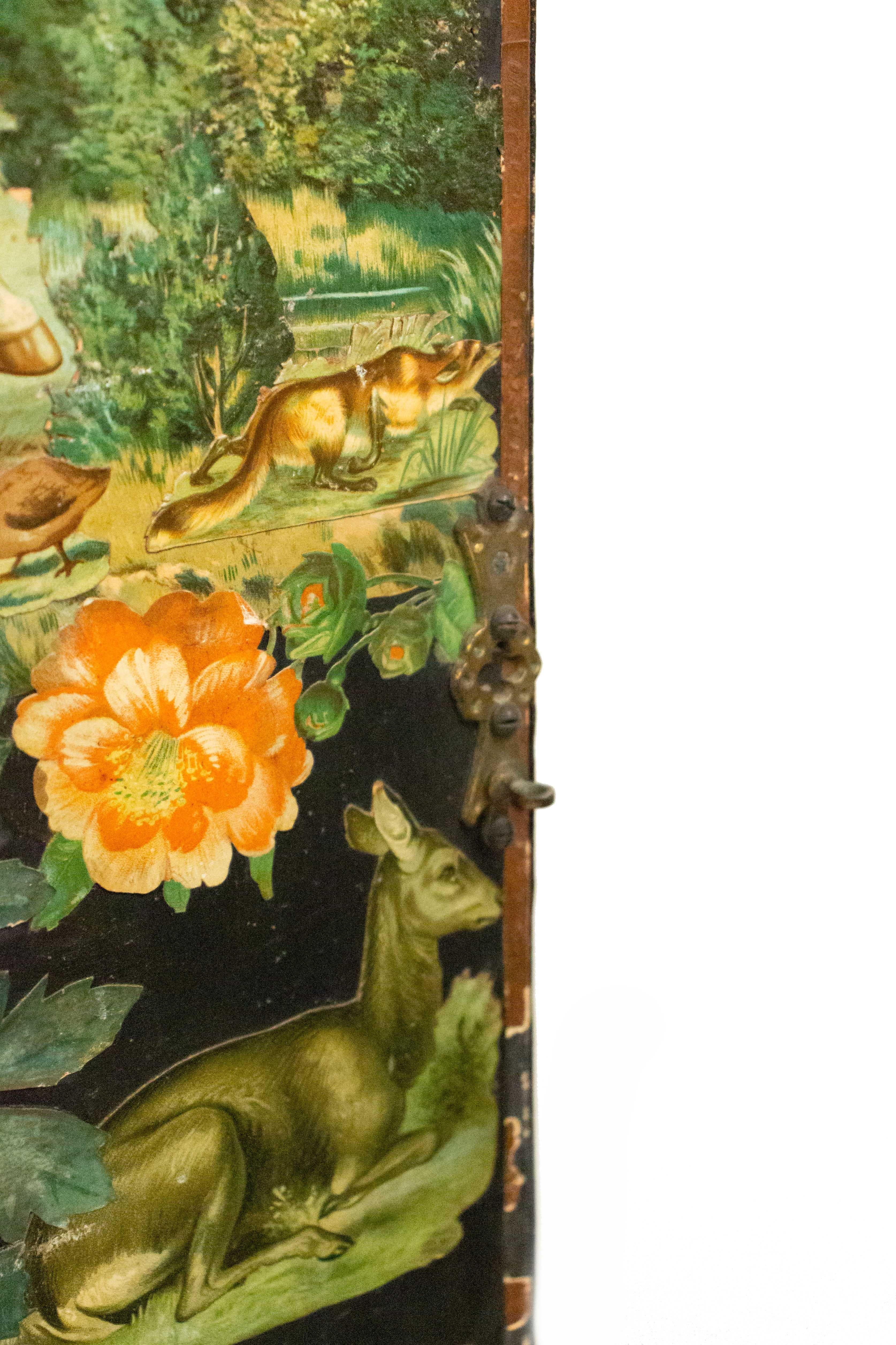 Paravento vittoriano del XIX secolo a decoupage in vendita 1