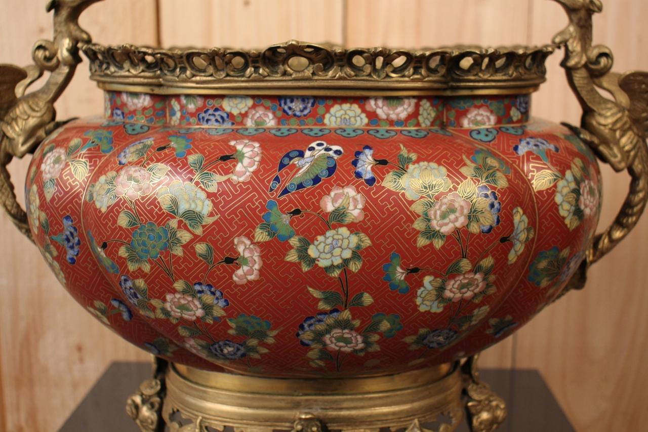Nineteenth Cloisonne Email Planter In Excellent Condition In charmes, FR