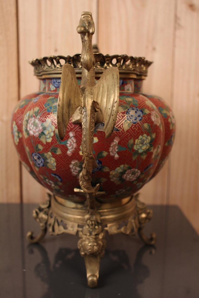 Saucière en émail Cloisonné dore Faberge (copie