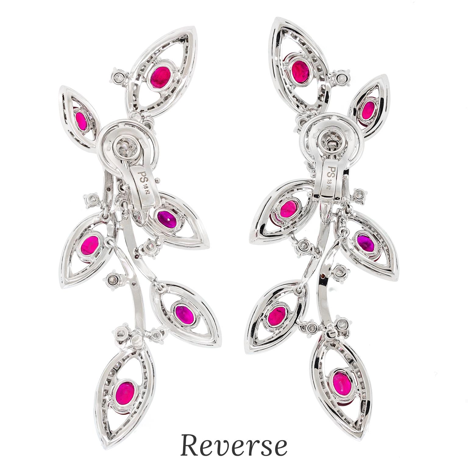 Orecchini a lampadario in rubino e diamanti Eleg degli anni Novanta in vendita 4