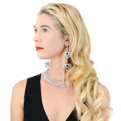 Nineties Italian Sapphire and Diamond Chandelier Earrings