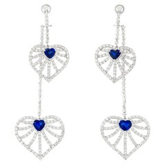 Orecchini a lampadario con zaffiri e diamanti italiani degli anni 
90