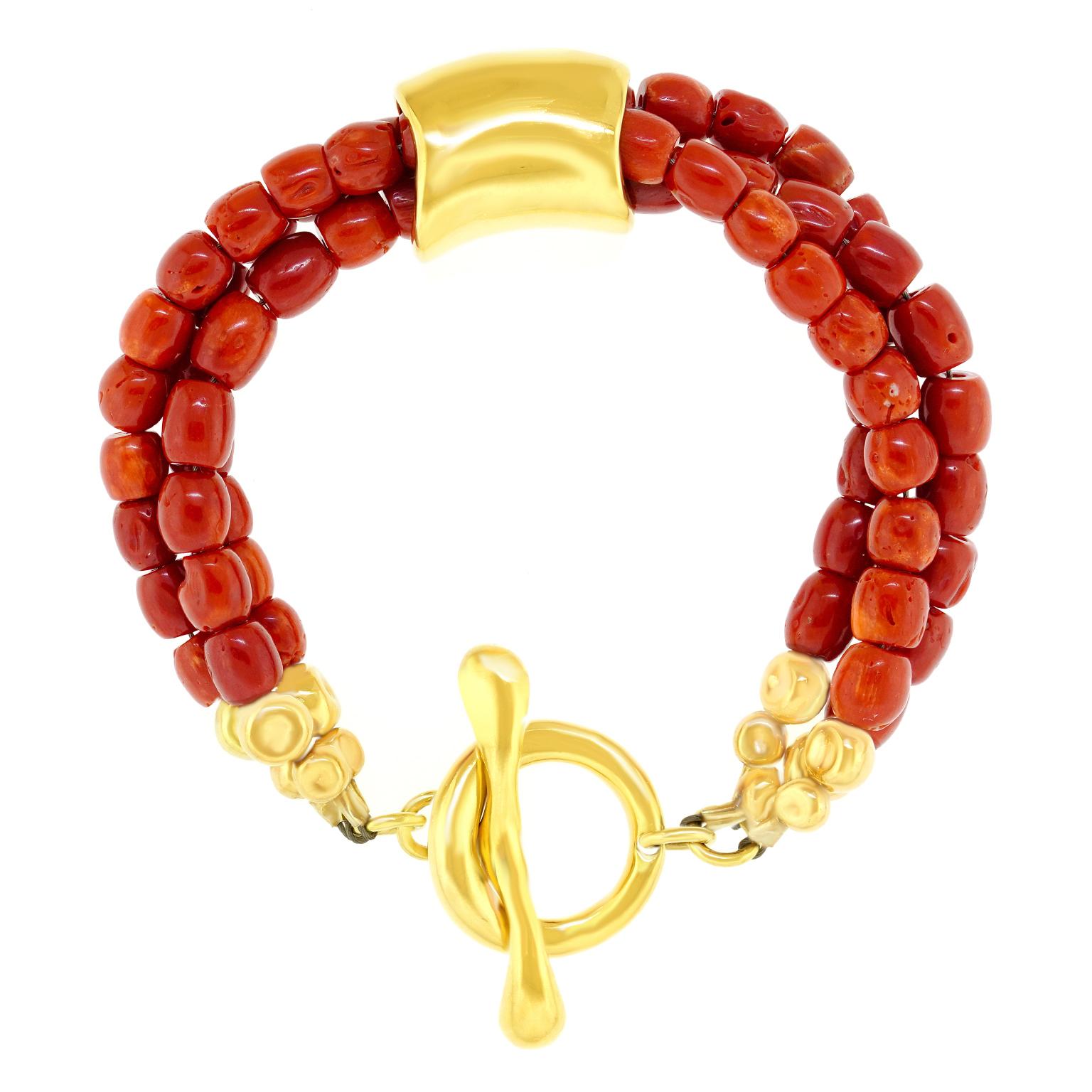 Bracciale in oro e corallo Robert Lee Morris degli anni '90 in vendita 2
