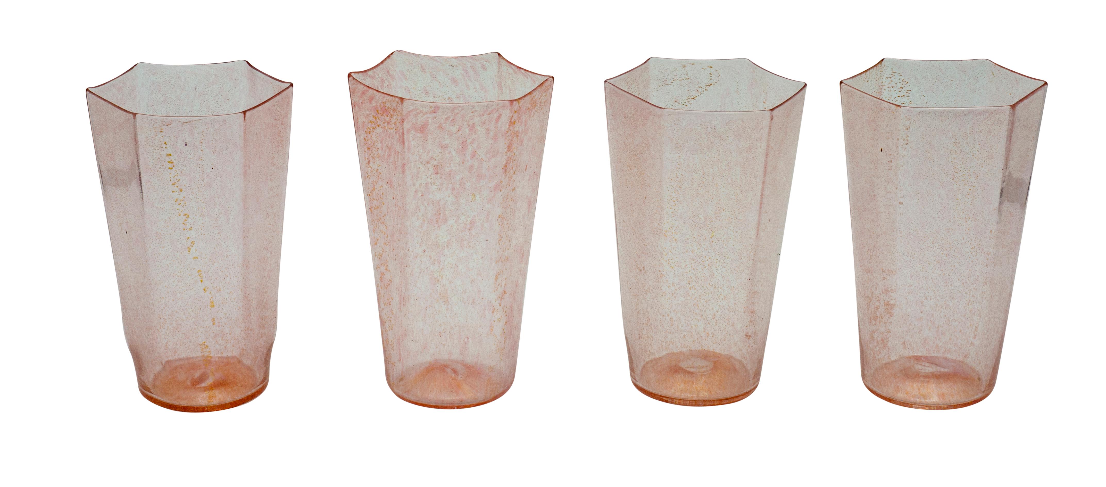 Italian Ninety Two Pieces of Pink Venetian Glass For Sale