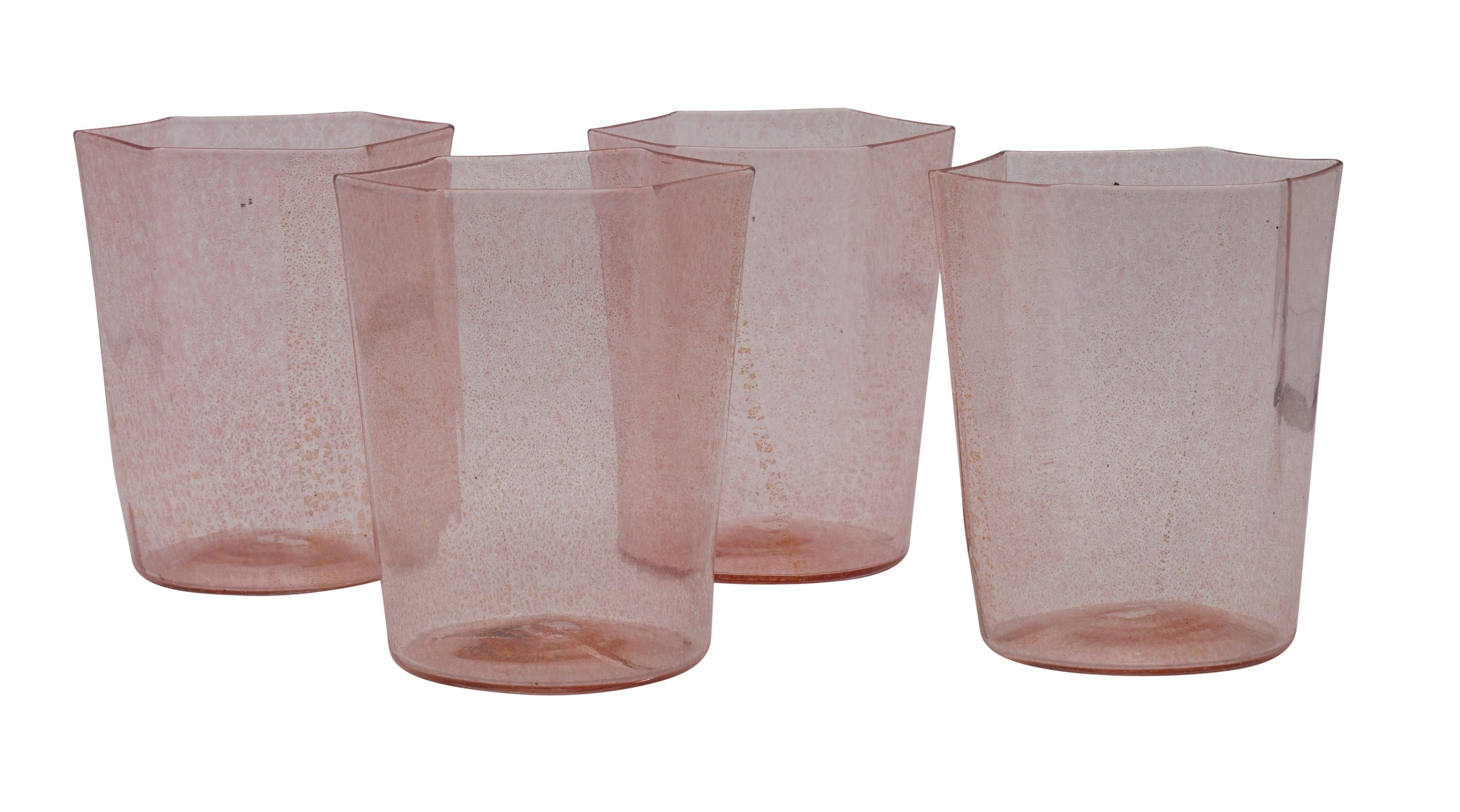 19th Century Ninety Two Pieces of Pink Venetian Glass For Sale