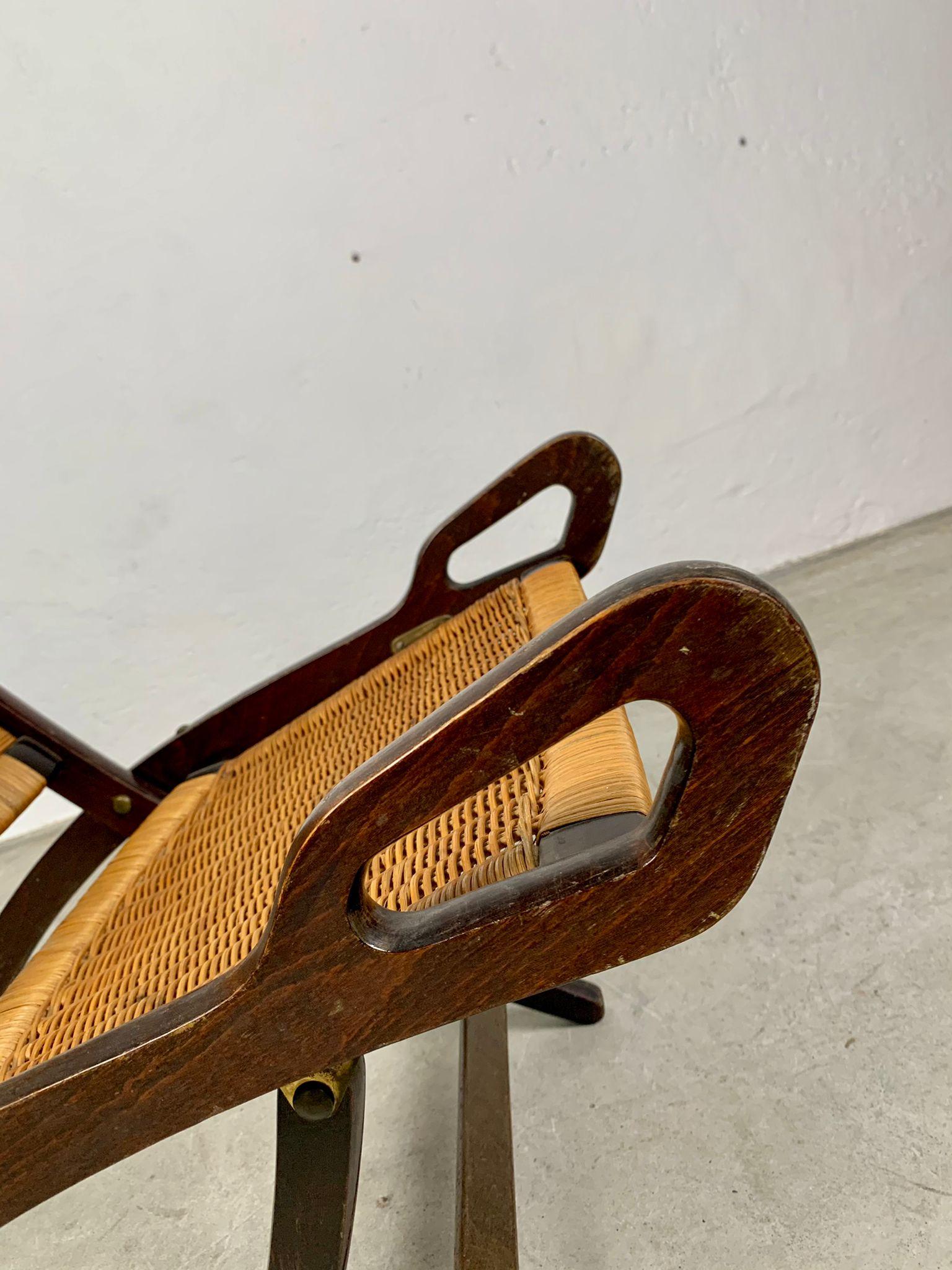Ninfea armchair with wooden frame and woven straw by Gio Ponti for Reguitti. 4
