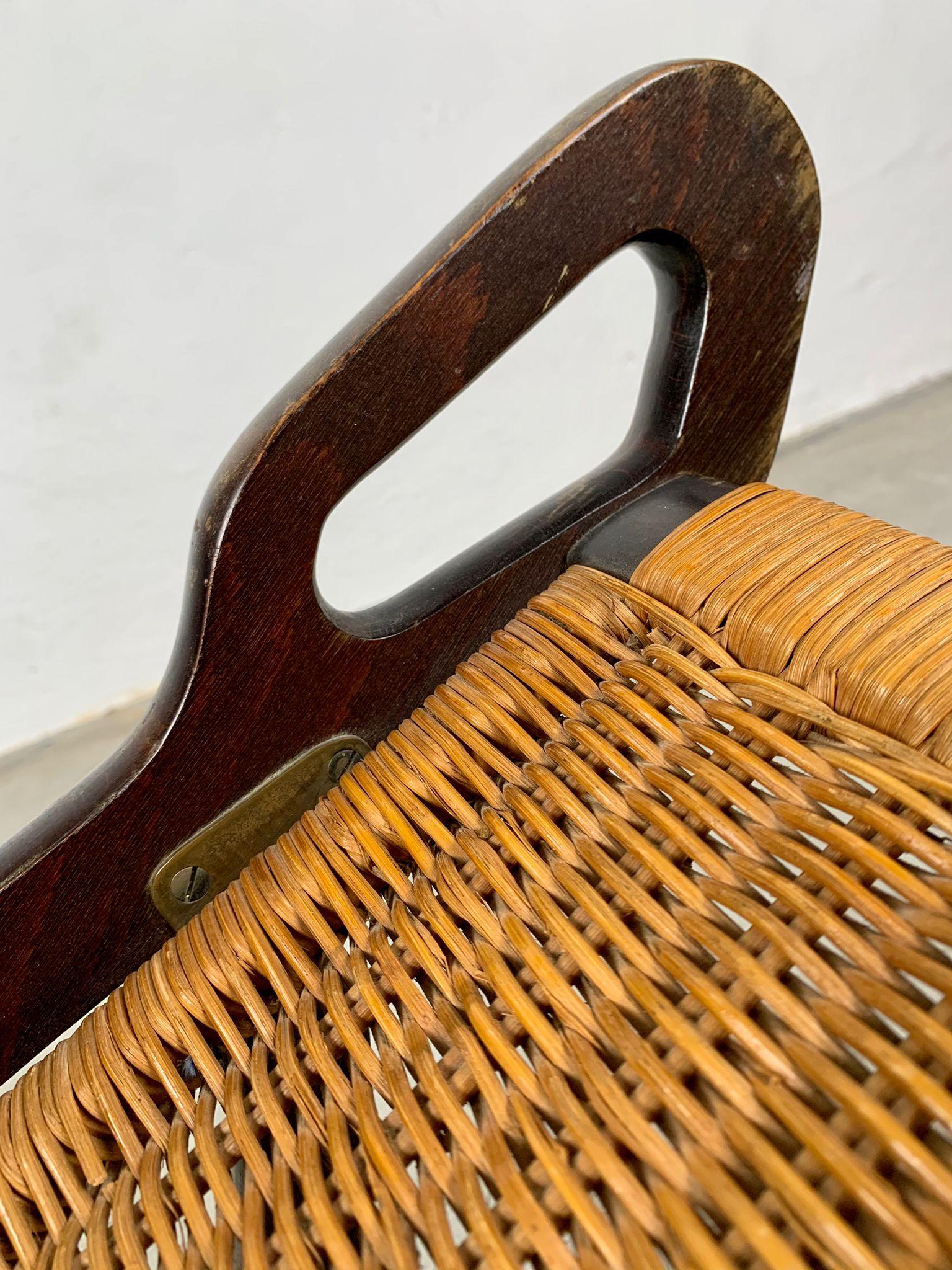 Ninfea armchair with wooden frame and woven straw by Gio Ponti for Reguitti. 6