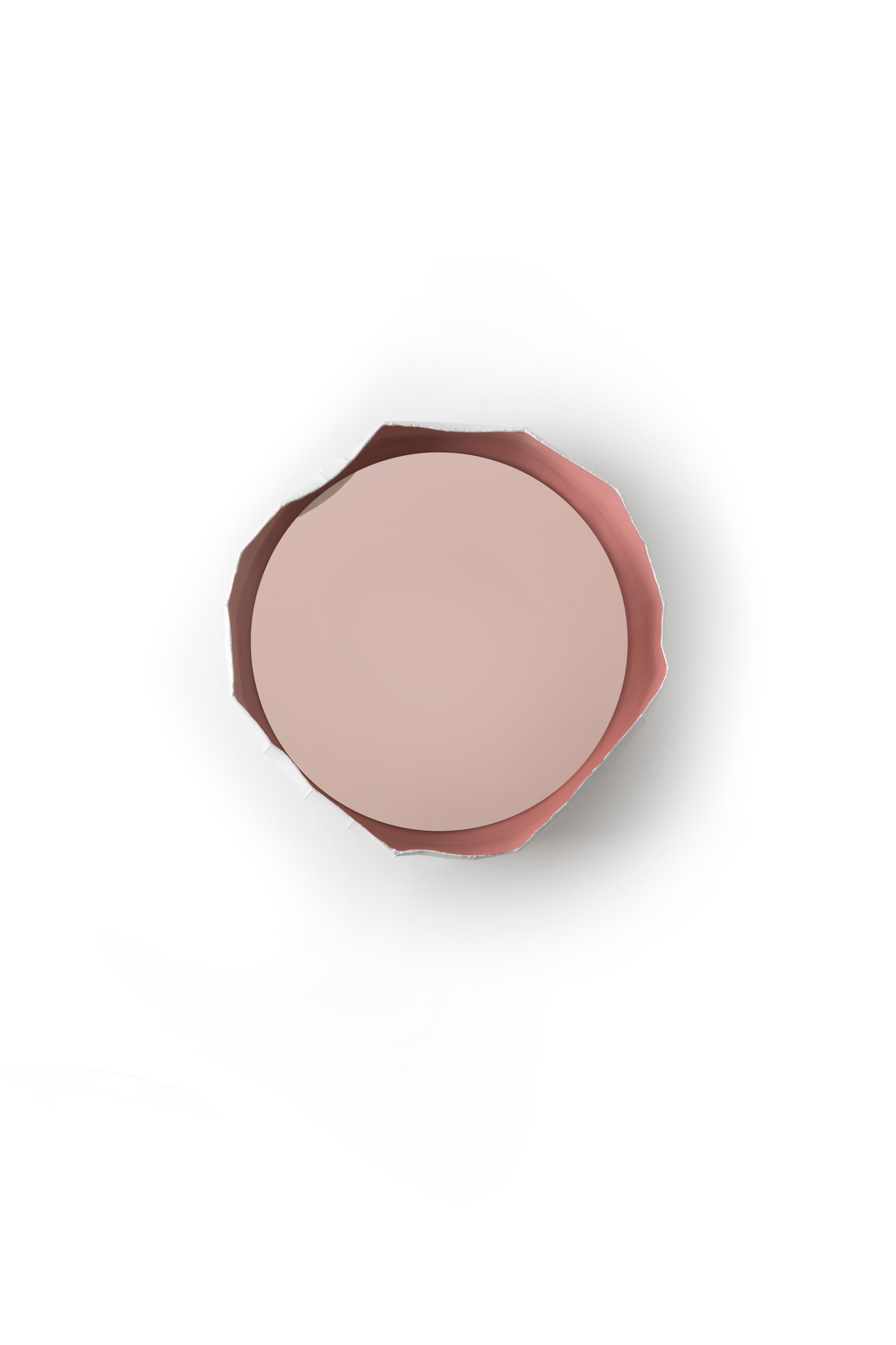 Handmade in Italy by Paola Paronetto & Giovanni Botticelli, this mirror merges ceramic with glass. NINFEA from REFLECTIONS, a fusion of distinctive materials developed by their creators, unites an apparently light material such as paper clay with
