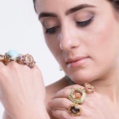 Ninfea Ring in 18k Gold Set with Garnet Citrine Tsavorite and Diamond