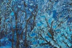 Ning Guoqiang Paesaggio Olio Originale Su Tela "La Foresta Blu"