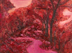 Huile sur toile originale de Ning Guoqiang « La forêt rouge »